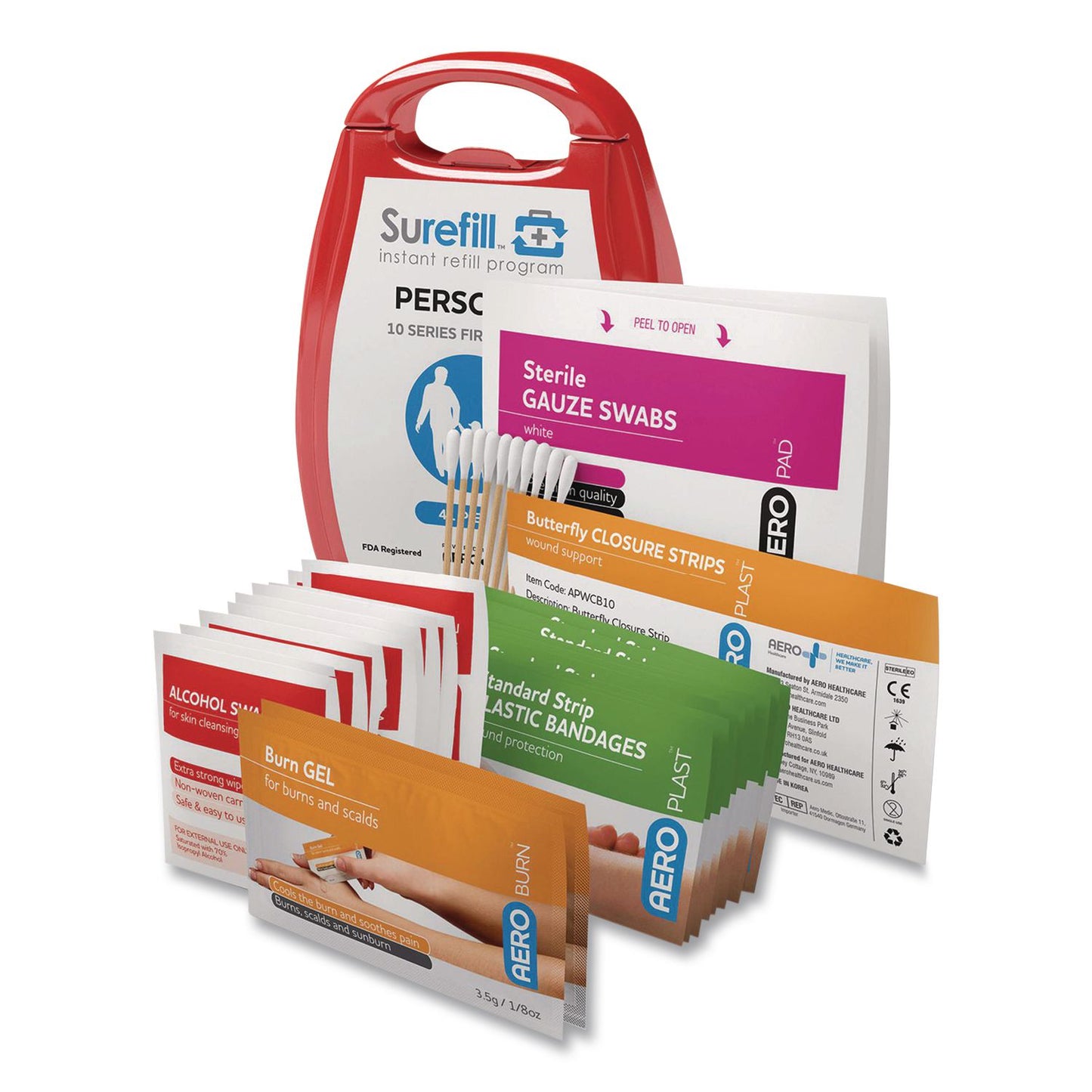 Personal First Aid Kit, 41 Pieces, Plastic Case