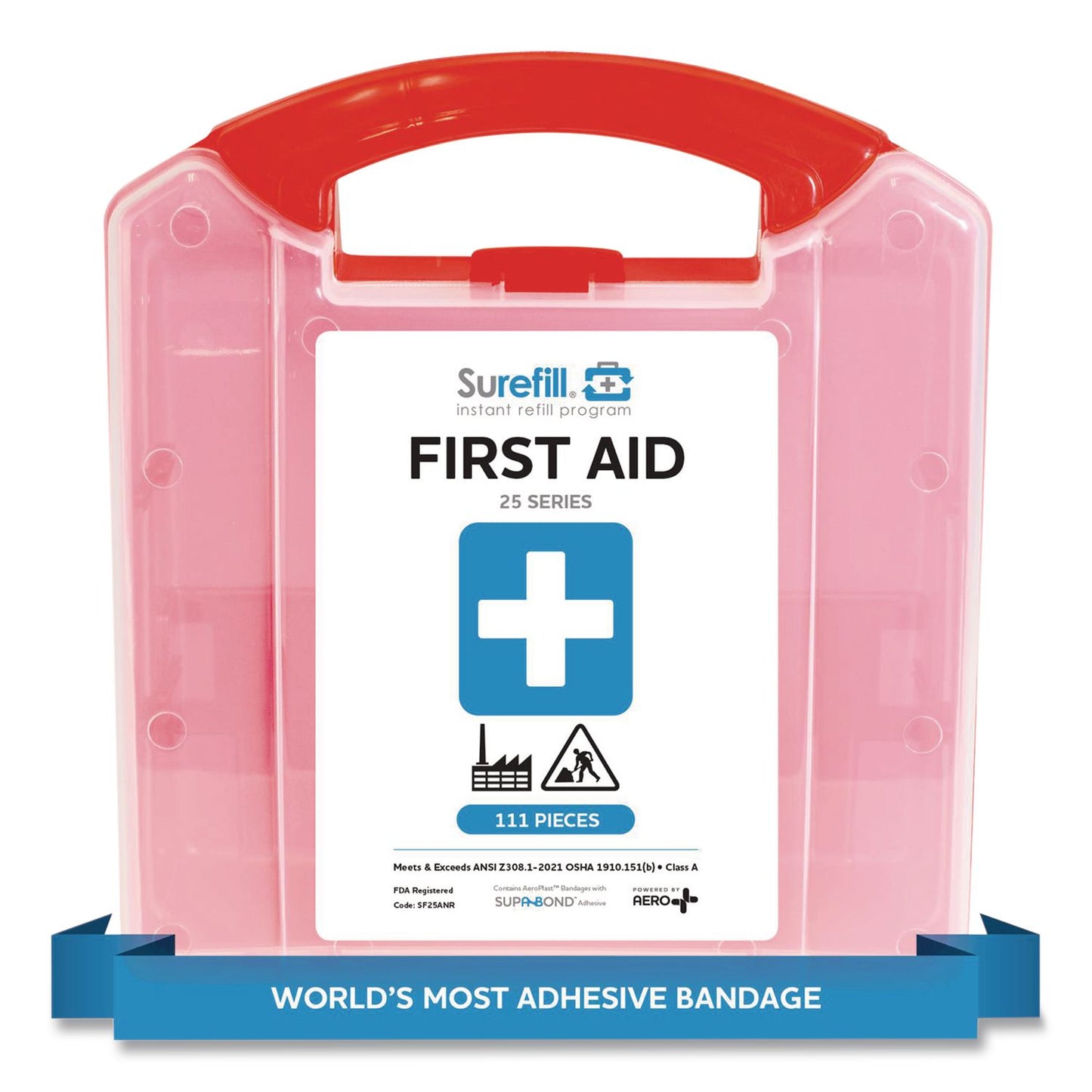 25 Series ANSI A+ First Aid Kit - Plastic Retail Case, 25 Person, 111 Pieces