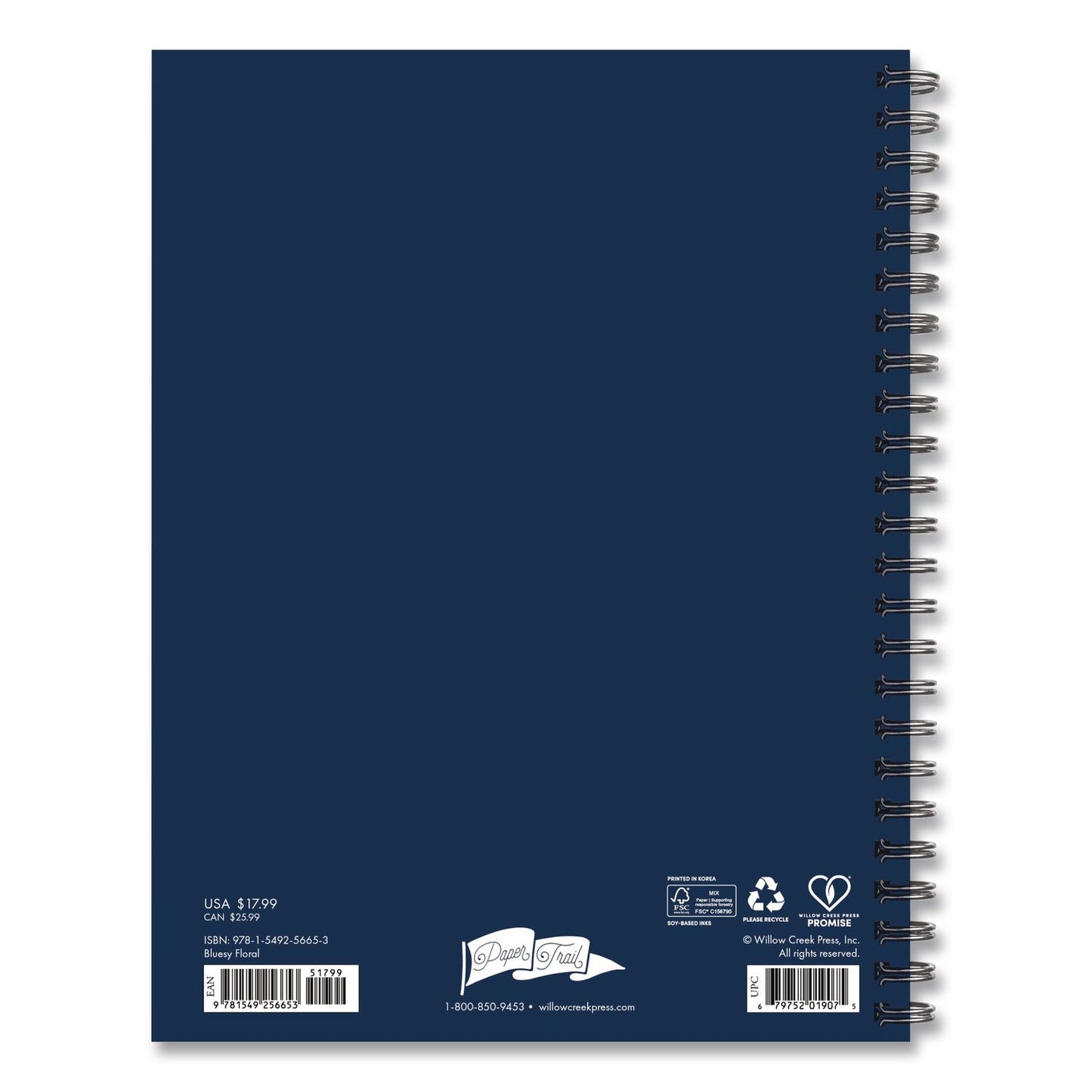 Bluesy Floral Weekly/Monthly Planner, 8.8 x 6.5, Blue Cover, 12-Month (Jan to Dec): 2026