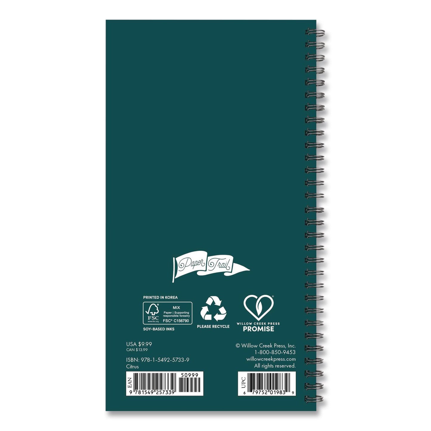 Citrus Softcover Weekly/Monthly Spiral Planner, Floral, 6.5 x 3.5, Multicolor Cover, 12-Month (Jan to Dec}: 2026