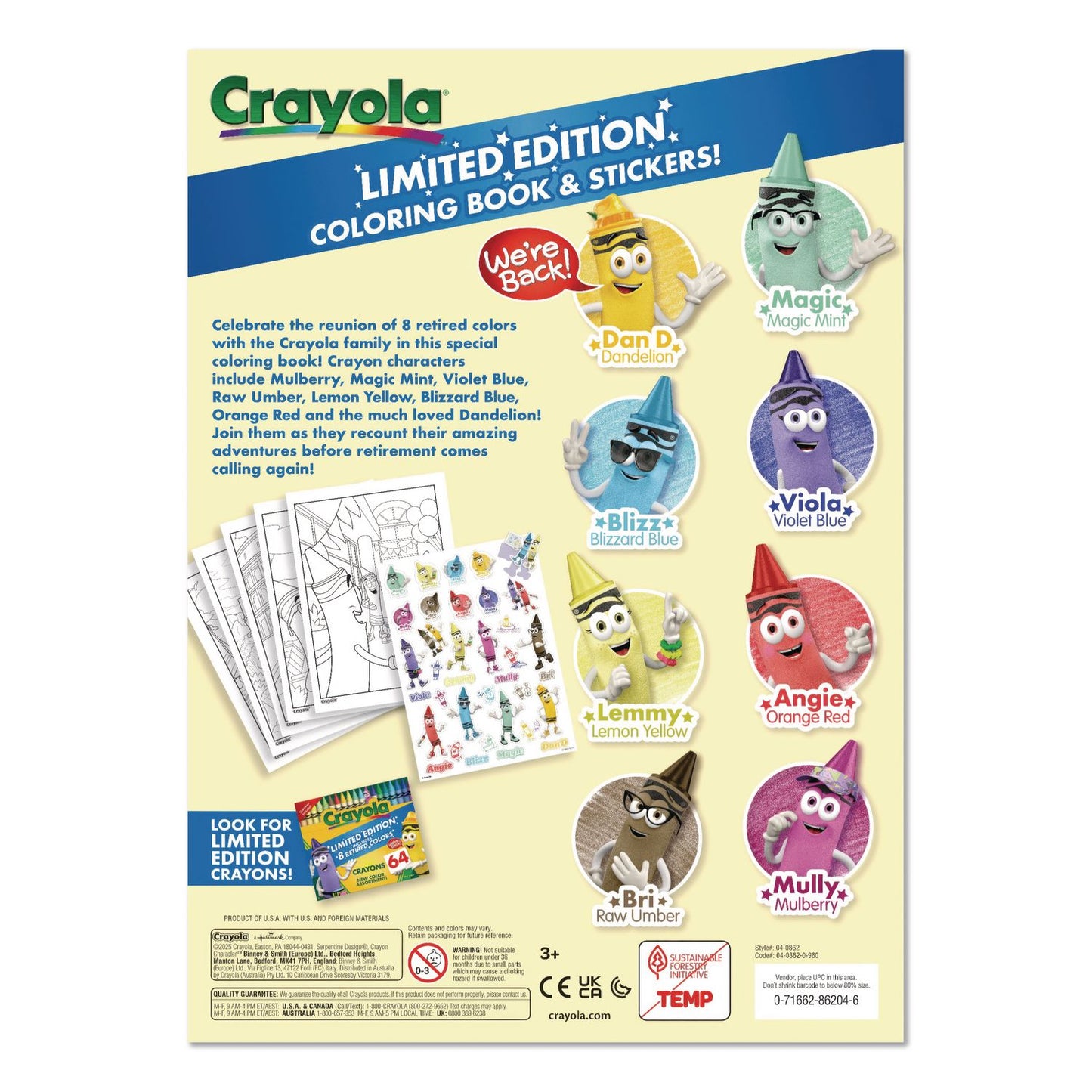 Limited Edition Retired Crayola Colors Coloring Book, Ages 3 and Up, 96 Pages