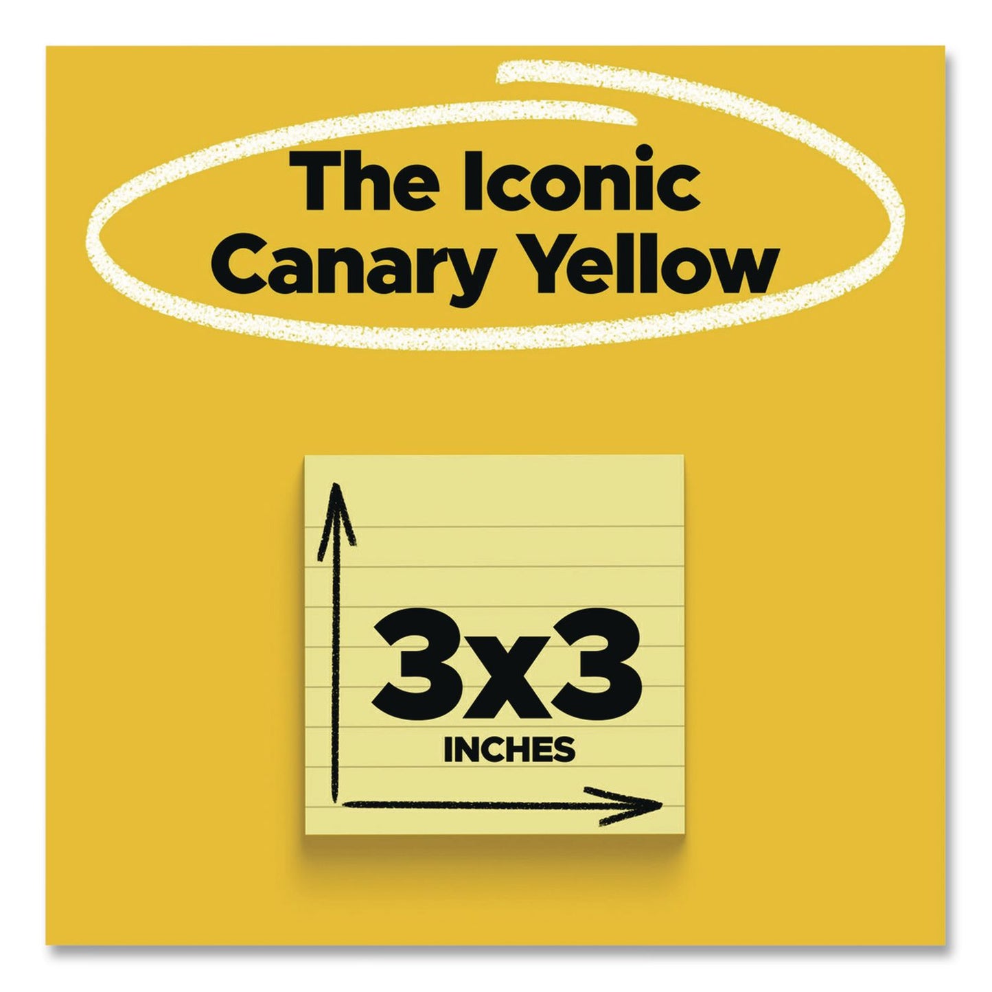 Original Pads in Canary Yellow, Note Ruled, 3" x 3", 100 Sheets/Pad, 12 Pads/Pack