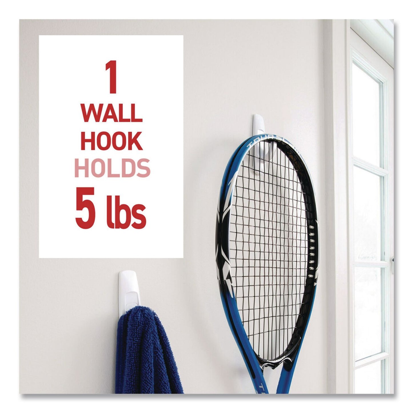 Large Utility Hooks, Plastic, White, Supports 5 lb, 6/Pack