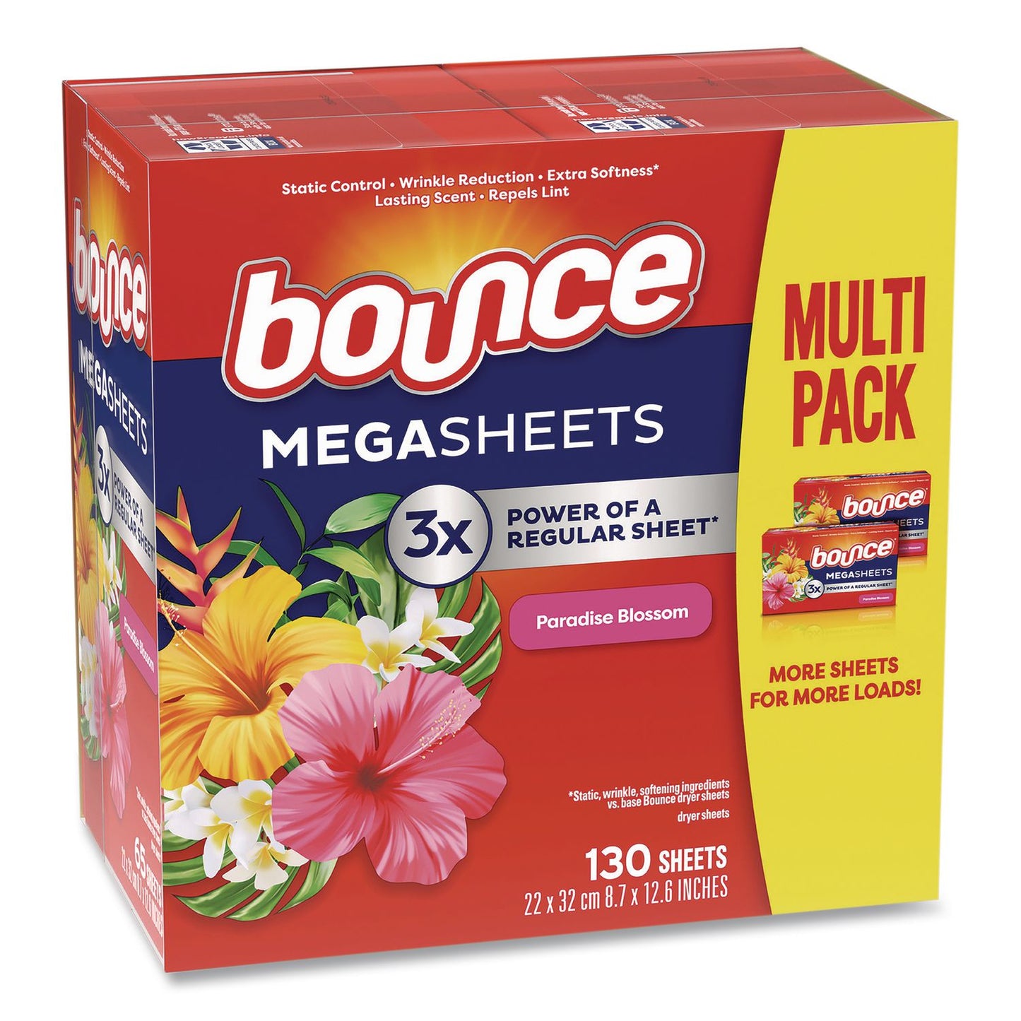 Fabric Softener Sheets, Paradise Blossom Scent, 130 Sheets/Pack