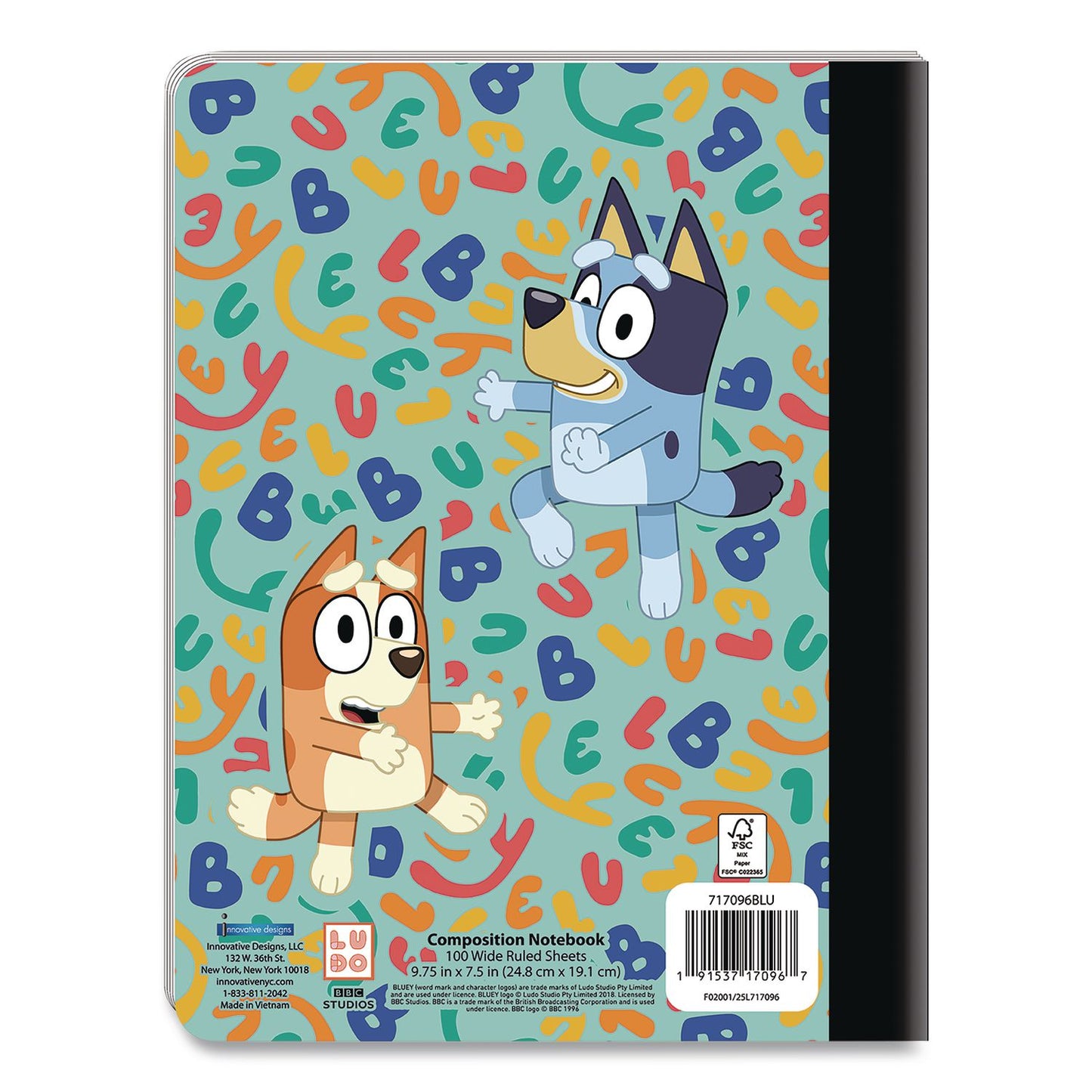 Licensed Composition Book, Bluey and Bingo, Wide/Legal Rule, Multicolor Cover, (100) 9.75 x 7.5 Sheets