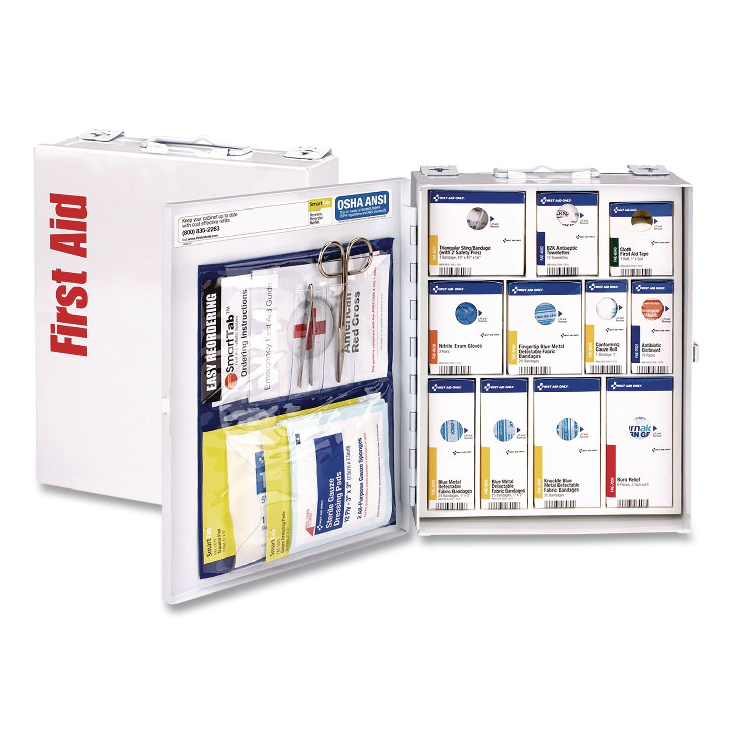 SmartCompliance Food Service First Aid Kit for 25 People, 137 Pieces, Metal Case