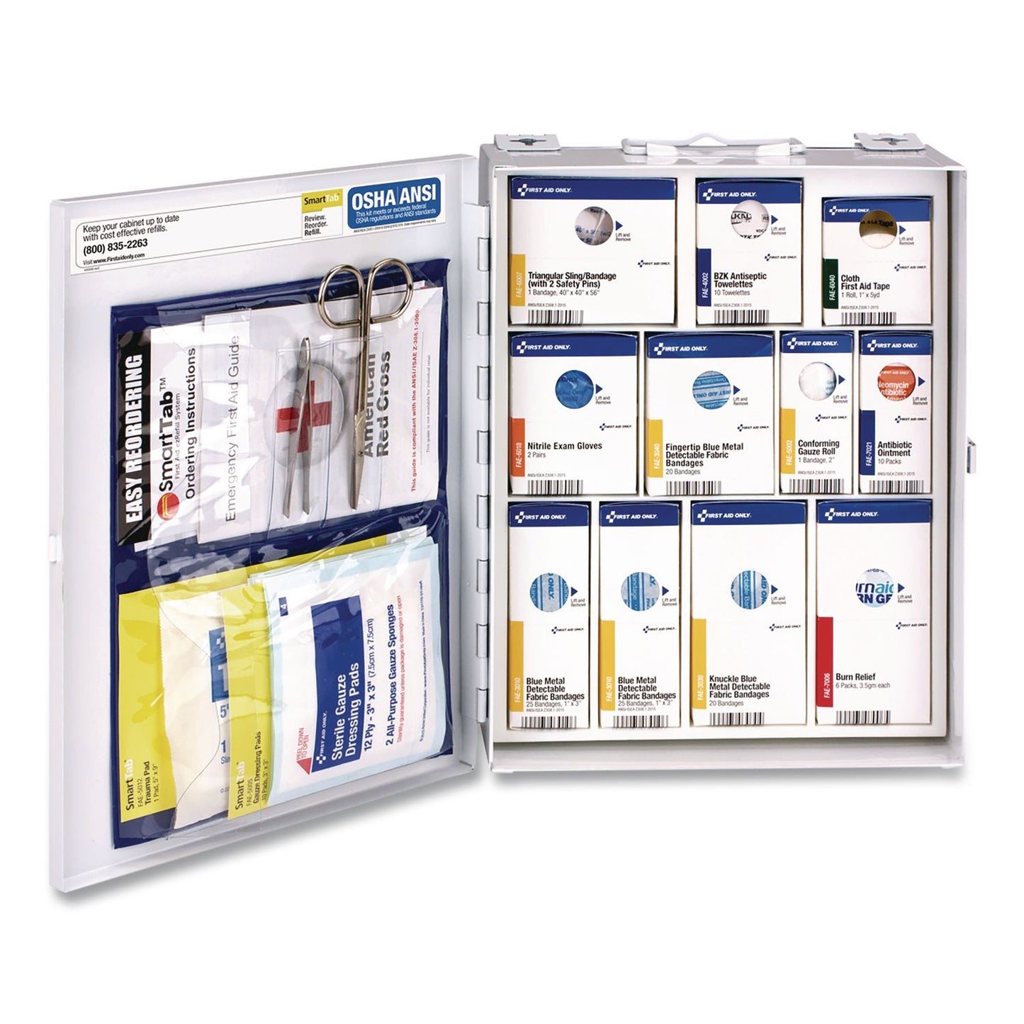 SmartCompliance Food Service First Aid Kit for 25 People, 137 Pieces, Metal Case