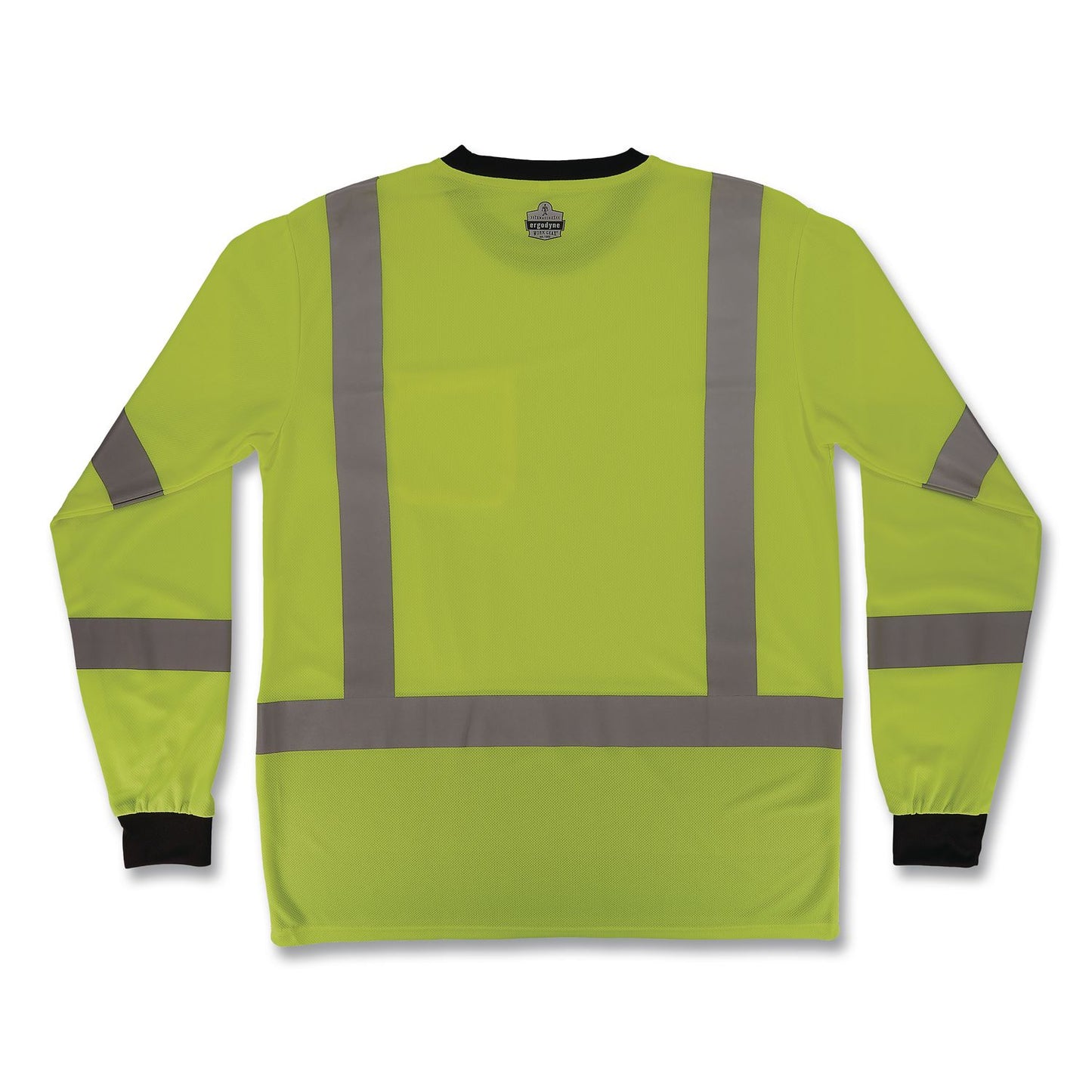 GloWear 8369BK Class 3 Essential Hi-Vis Long Sleeve T-Shirt with Black Bottom, Large, Lime