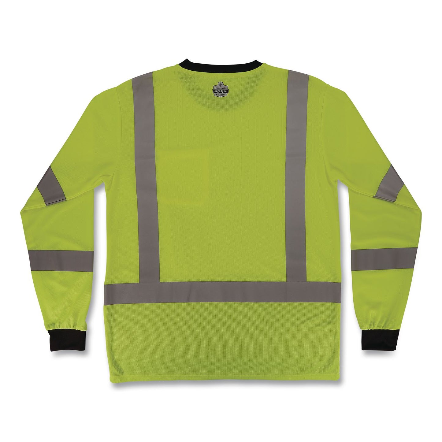 GloWear 8369BK Class 3 Essential Hi-Vis Long Sleeve T-Shirt with Black Bottom, X-Large, Lime