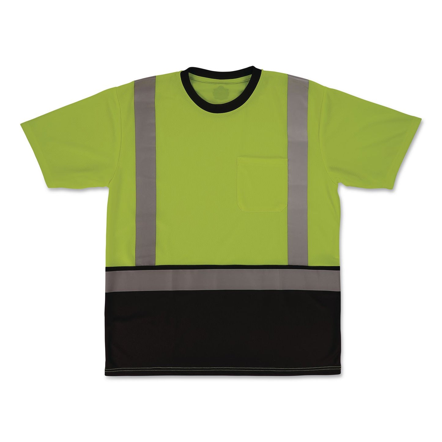 GloWear 8286BK Class 2 Essential Hi-Vis T-Shirt with Black Bottom, 5X-Large, Lime