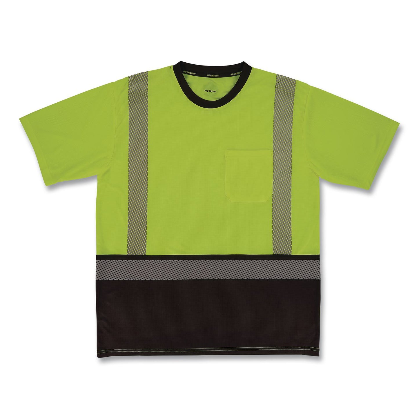 GloWear 8294BK Class 2 Performance Hi-Vis T-Shirt with Black Bottom, Small, Lime