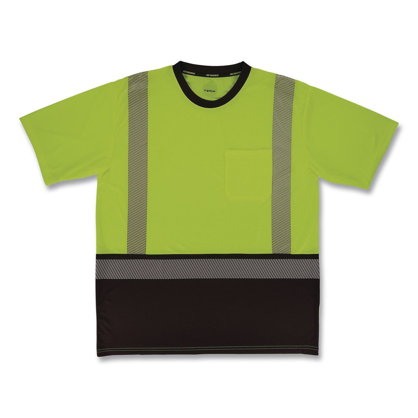 GloWear 8294BK Class 2 Performance Hi-Vis T-Shirt with Black Bottom, X-Large, Lime