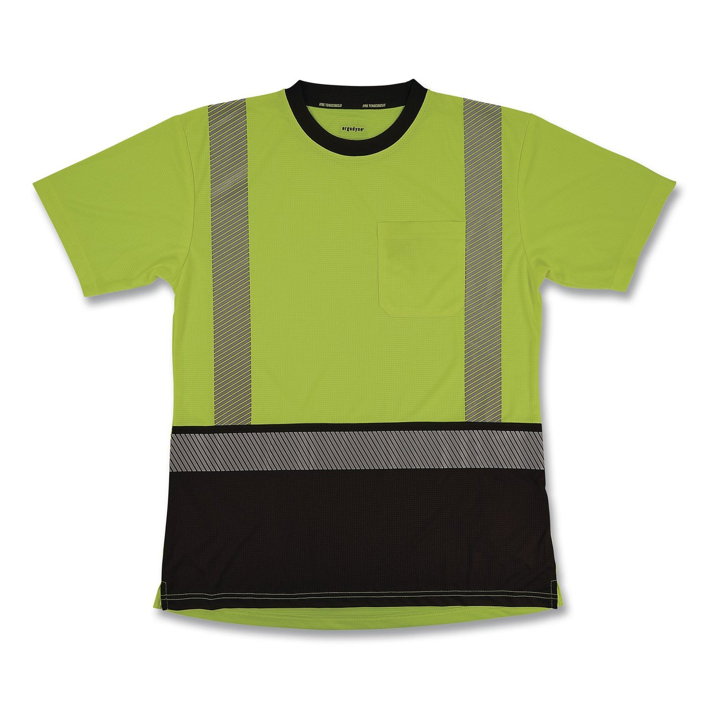 GloWear 8276BK Class 2 Women's Performance Hi-Vis T-Shirt with Black Bottom, Medium, Lime