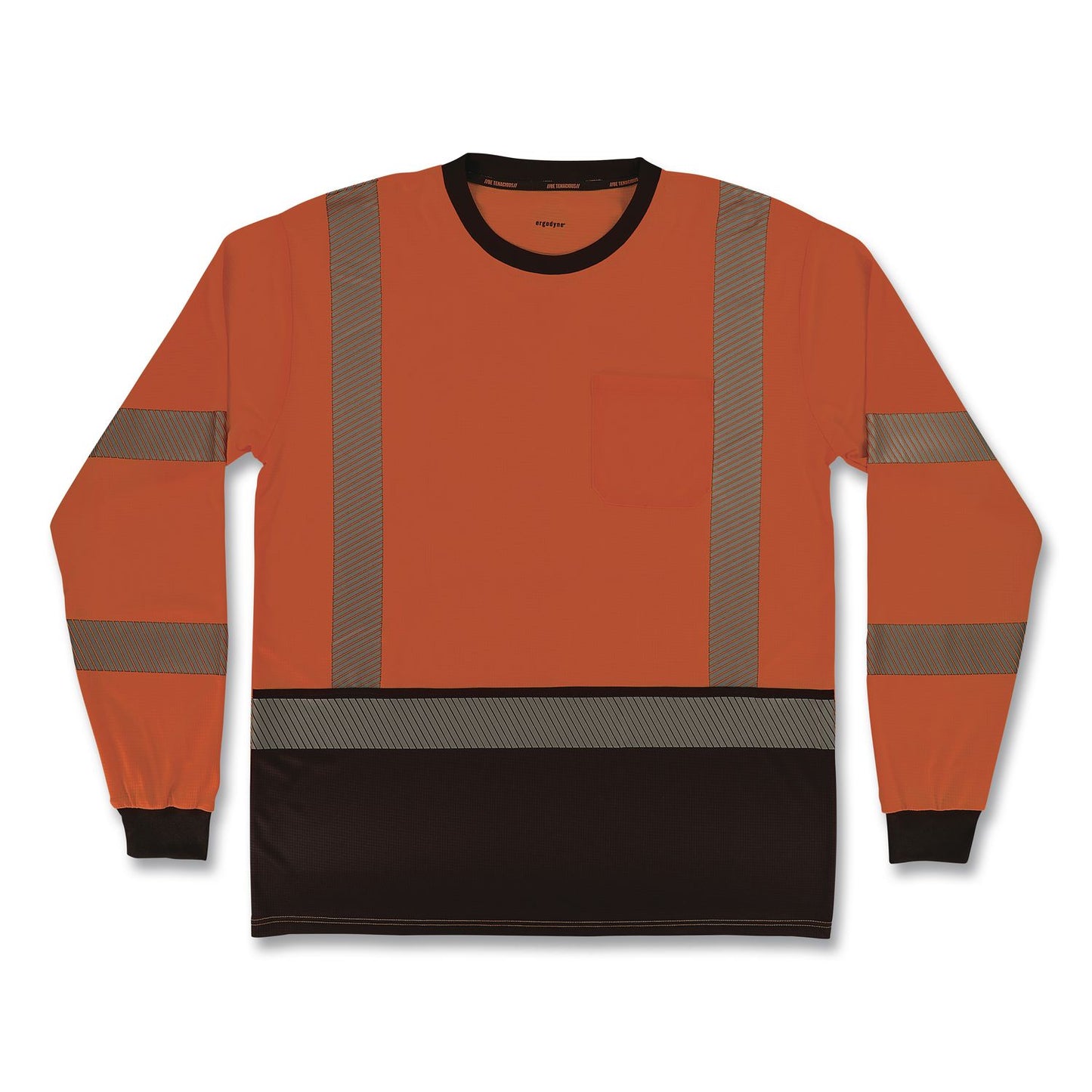 GloWear 8371BK Class 3 Performance Hi-Vis Long Sleeve T-Shirt with Black Bottom, X-Large, Orange