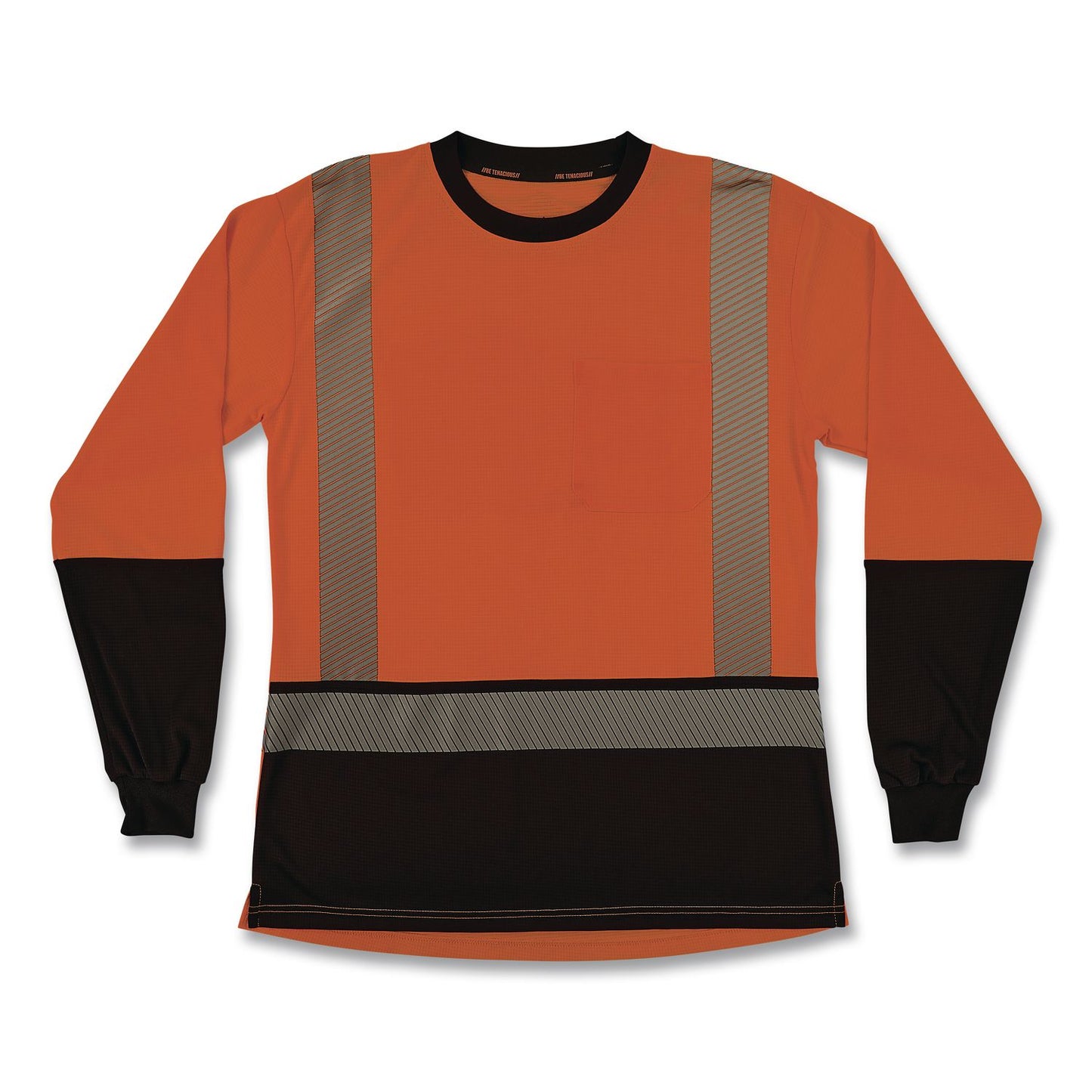 GloWear 8278BK Class 2 Women's Performance Hi-Vis Long Sleeve T-Shirt with Black Bottom, Small, Orange