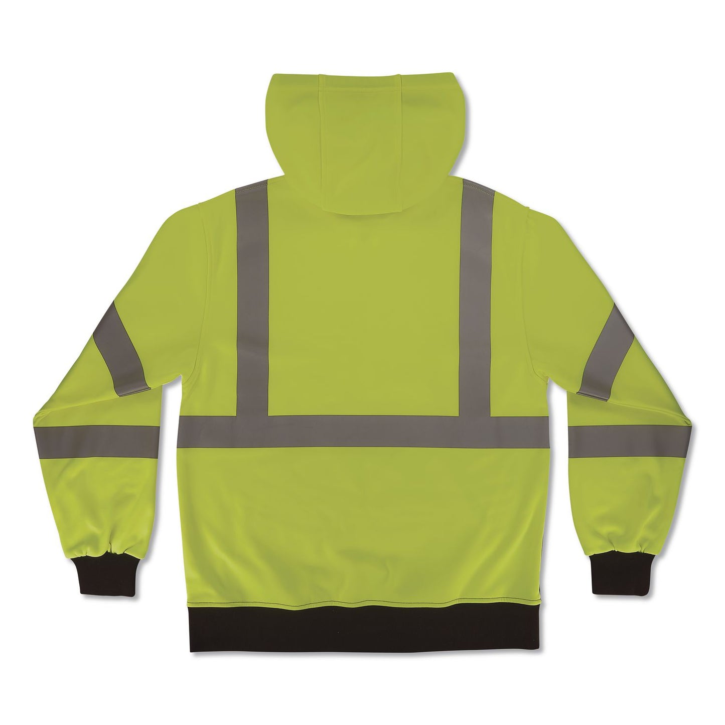 GloWear 8311BK Class 3 Essential Hi-Vis Hooded Sweatshirt with Black Bottom, 3X-Large, Lime