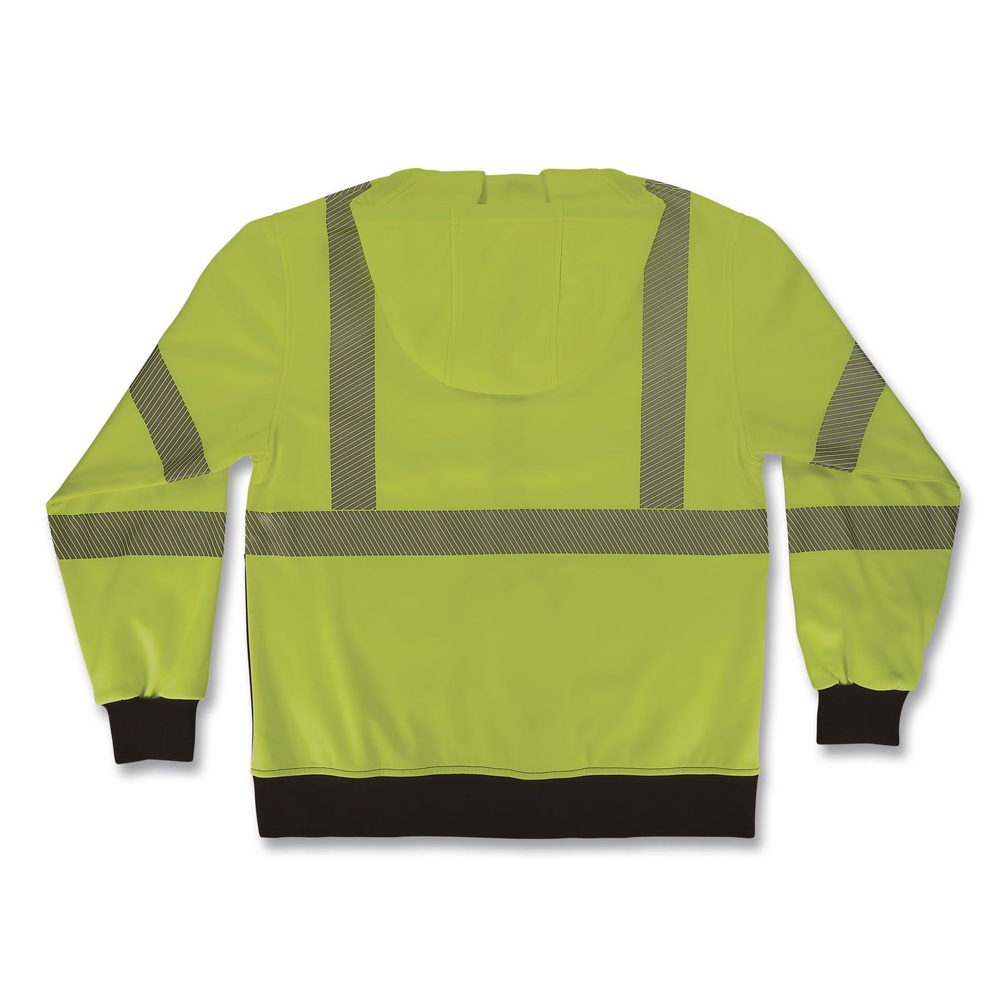 GloWear 8317BK Class 3 Performance Hi-Vis Hooded Sweatshirt with Black Bottom, X-Large, Lime