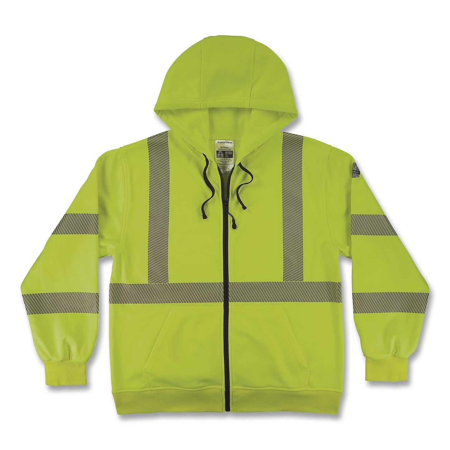 GloWear 8305W Class 3 Women's Performance Hi-Vis Hooded Zip-Up Sweatshirt, 2X-Large, Lime