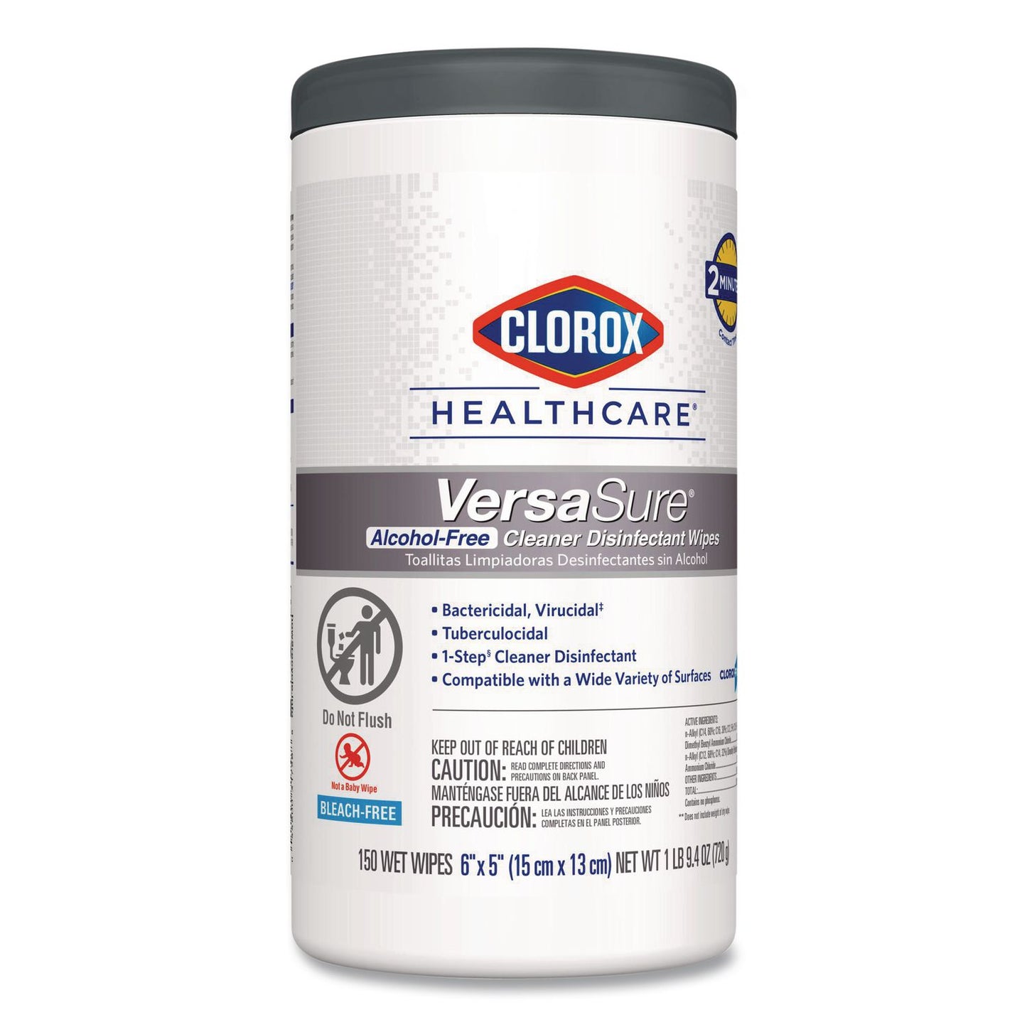 VersaSure Cleaner Disinfectant Wipes, 1-Ply, 6 x 5, Fragranced, White, 150 Towels/Canister
