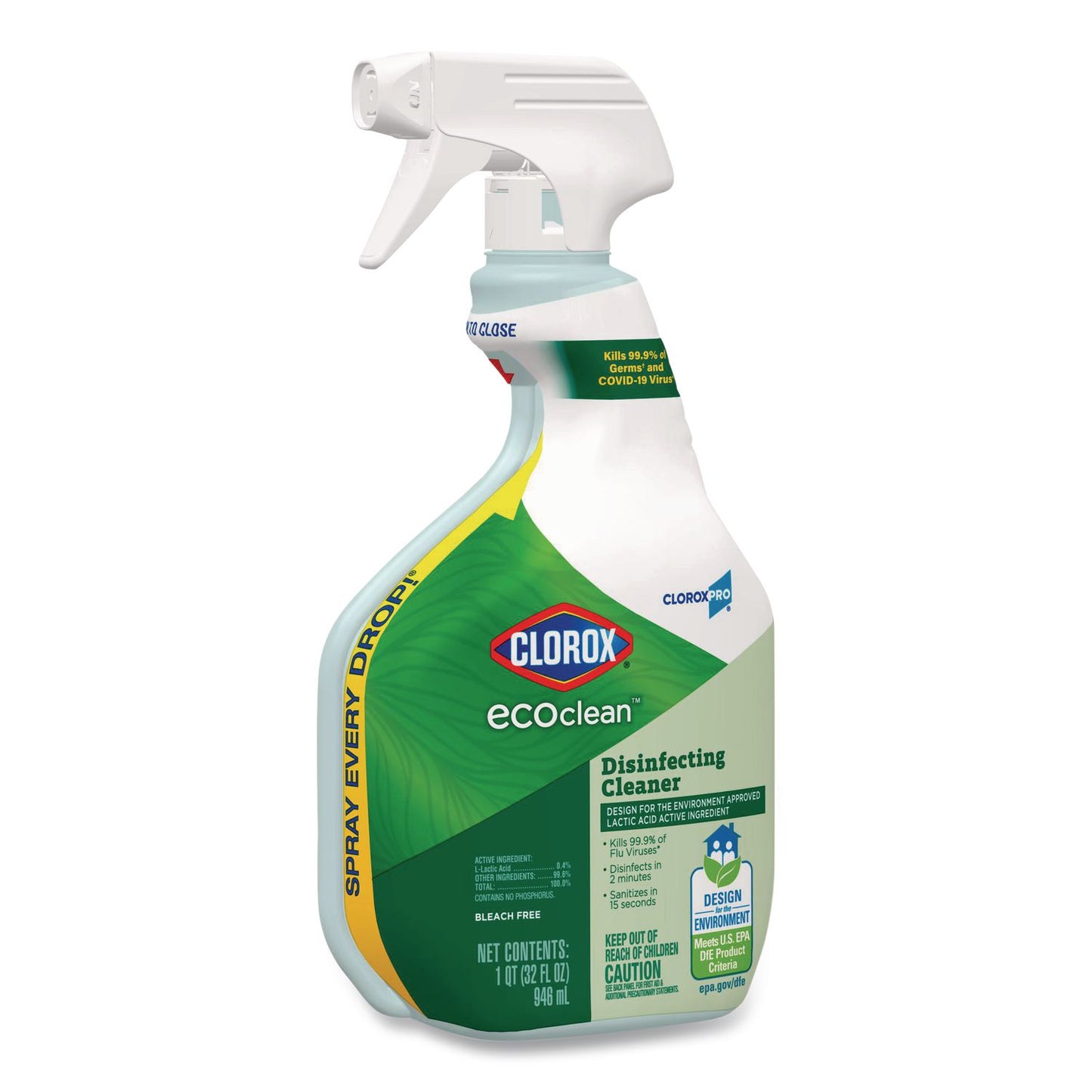 Clorox Pro EcoClean Disinfecting Cleaner, Unscented, 32 oz Spray Bottle