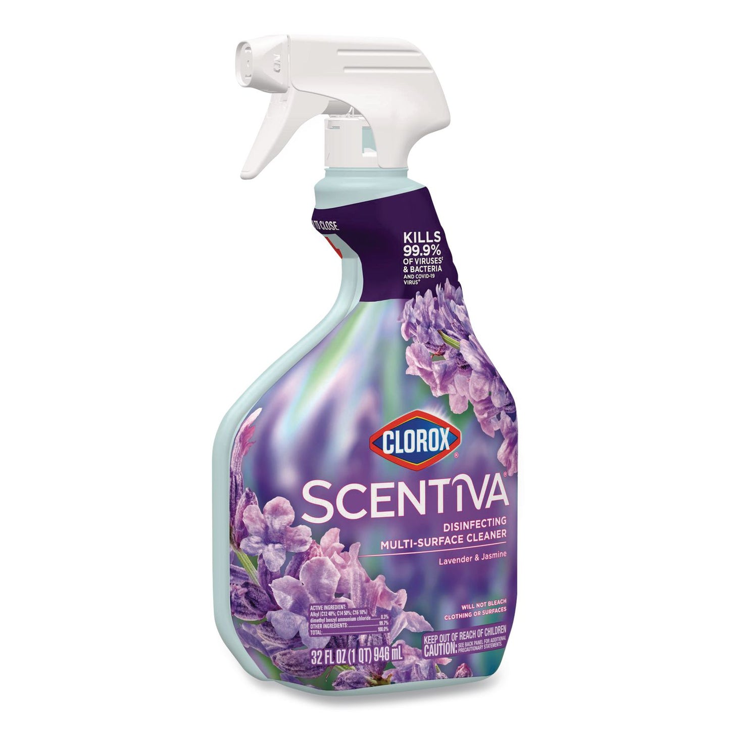 Scentiva Disinfecting Multi-Surface Cleaner, Bleach Free, Lavender and Jasmine Scent, 32 oz Spray Bottle