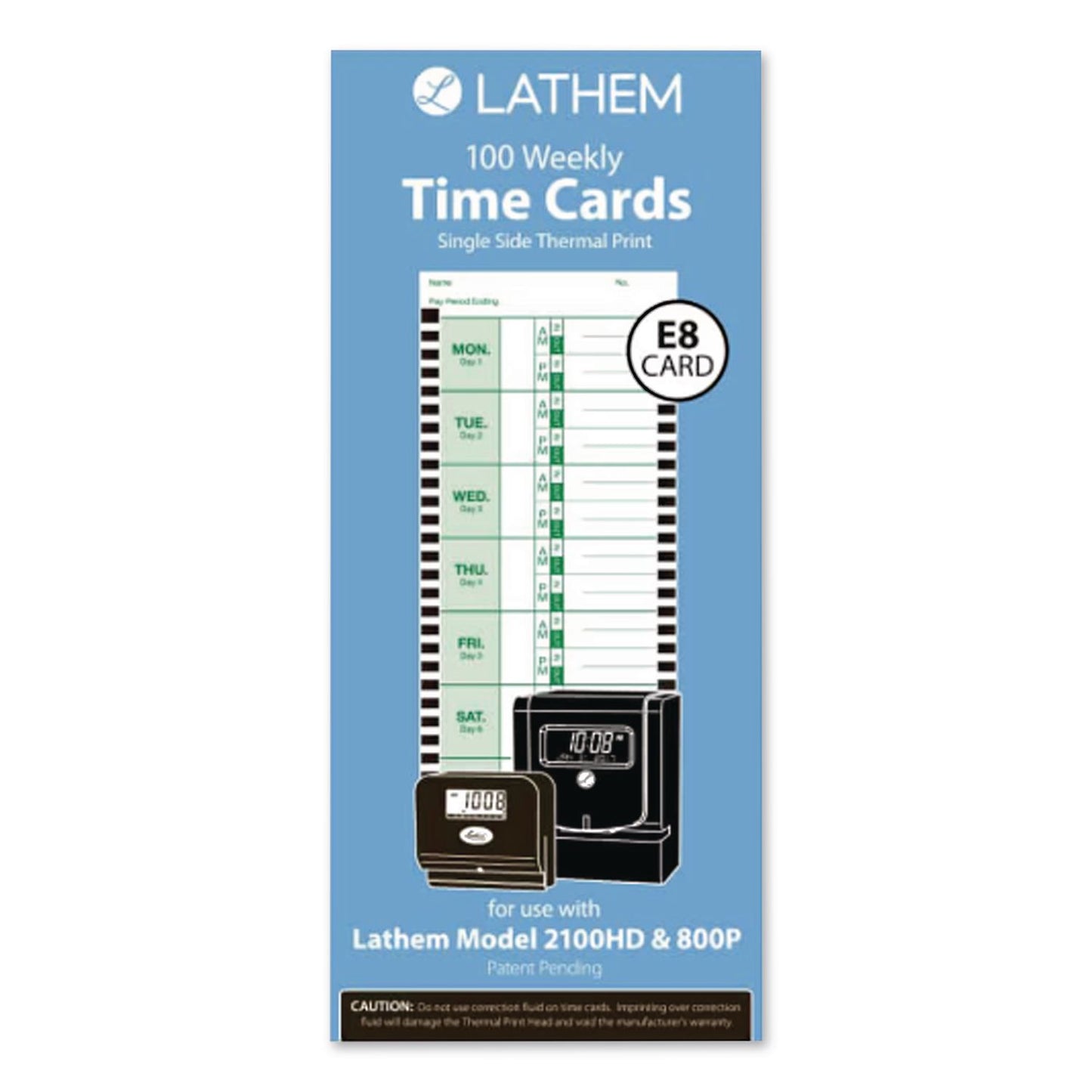 Time Clock Cards For Lathem Time 800p, One Side, 4 X 9, 100/pack
