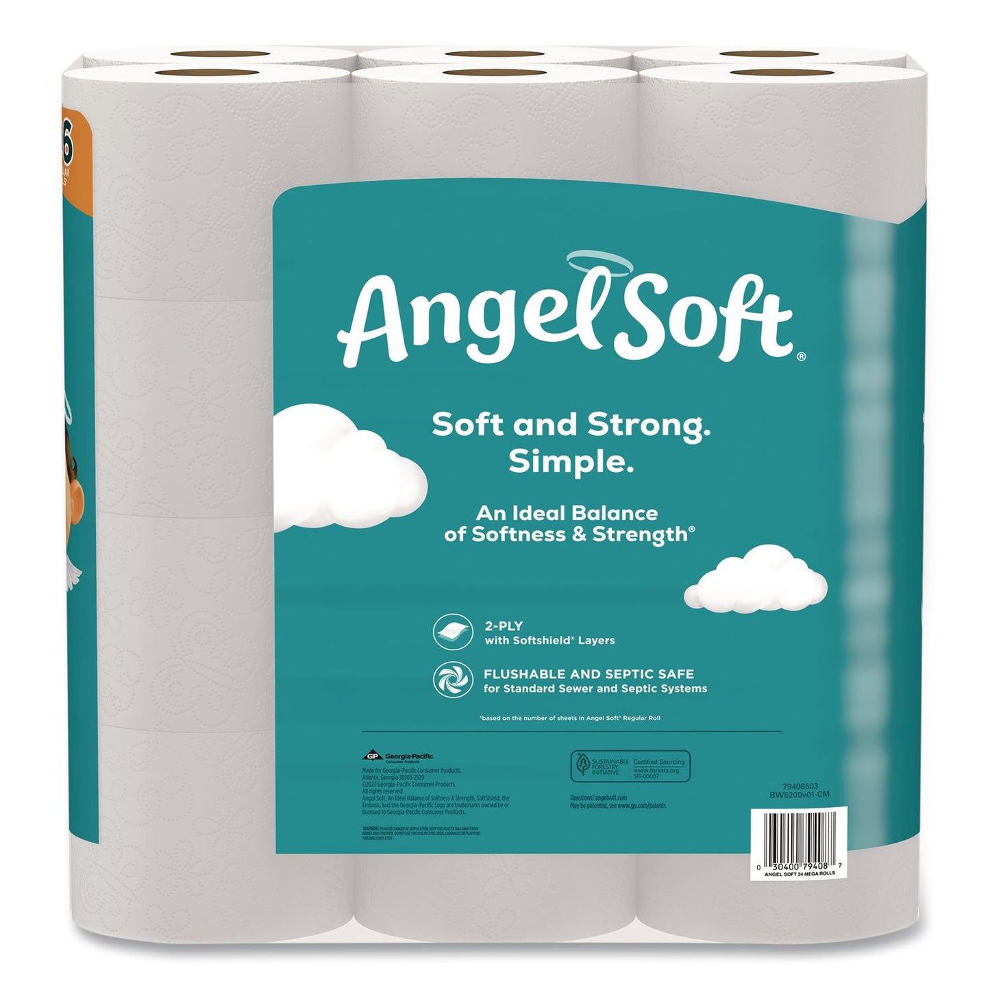 Mega Toilet Paper, Septic Safe, 2-Ply, White, 320 Sheets/Roll, 24 Rolls/Pack