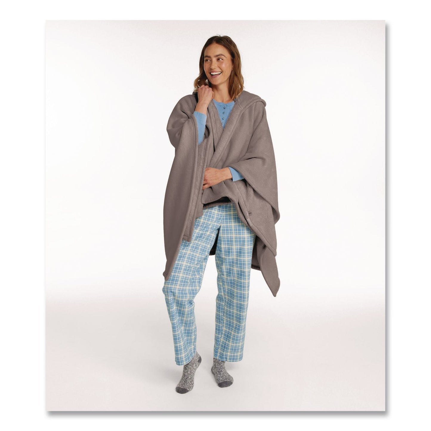 Cozy Chenille Wearable Throw, 58 x 60, Gray