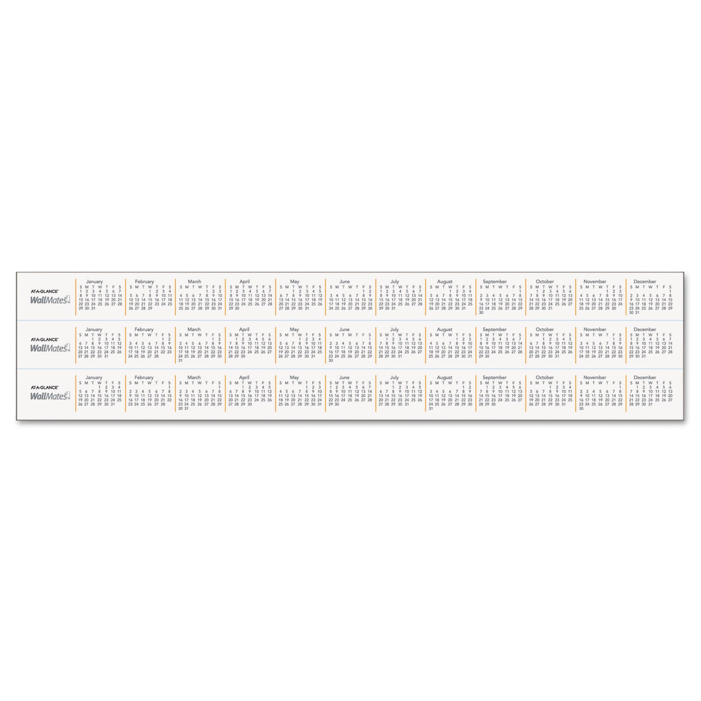 Wallmates Self-Adhesive Dry Erase Monthly Planning Surfaces, 18 X 12, White/gray/orange Sheets, Undated