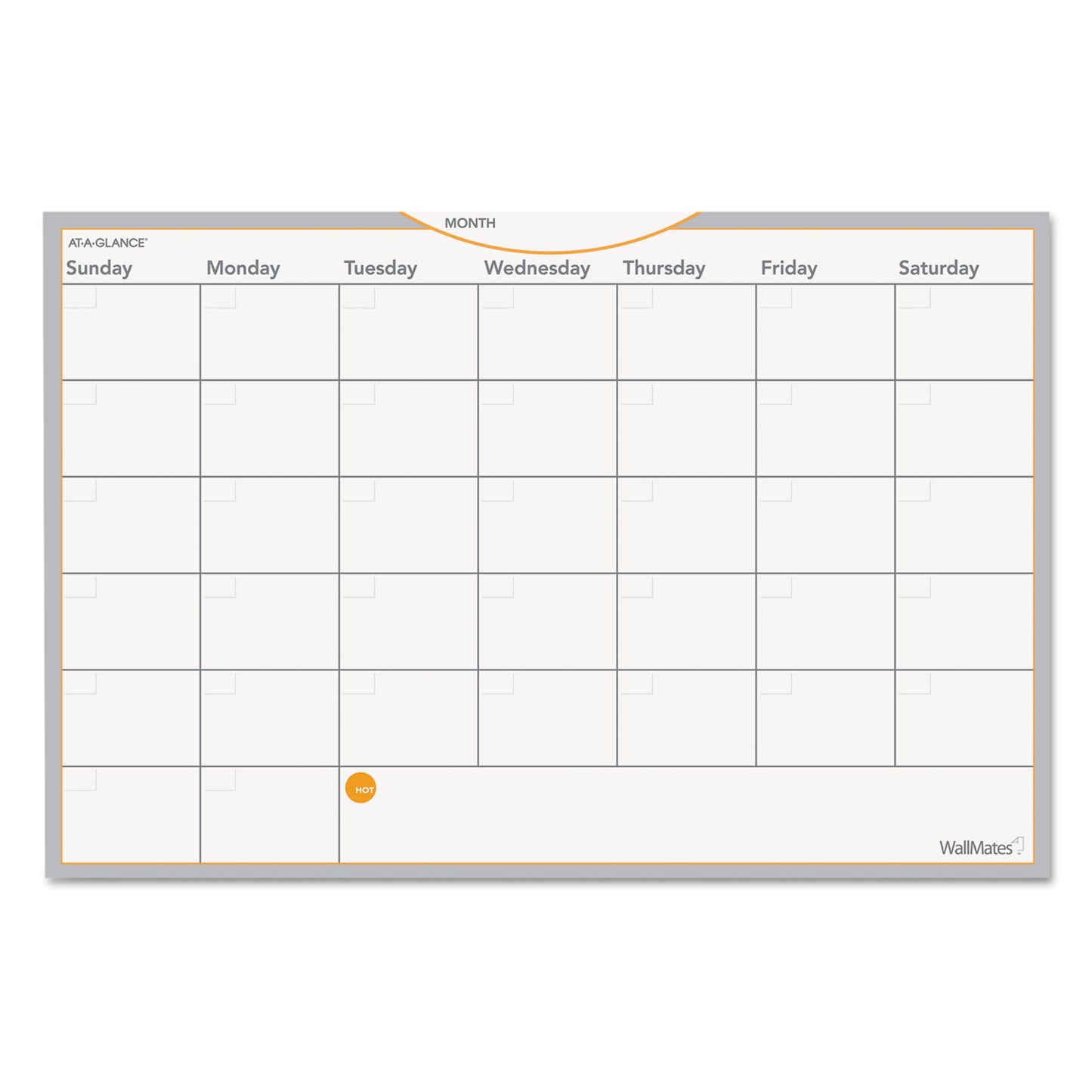Wallmates Self-Adhesive Dry Erase Monthly Planning Surfaces, 18 X 12, White/gray/orange Sheets, Undated