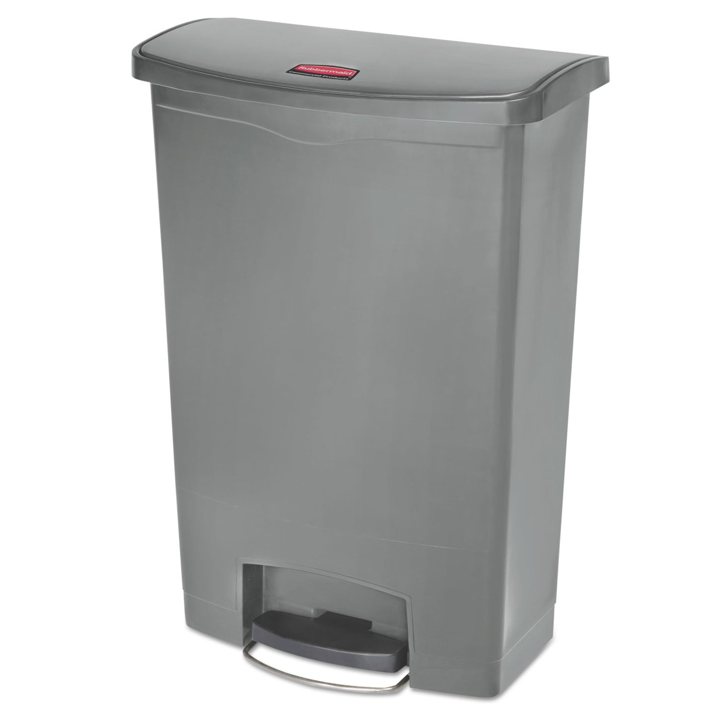 Streamline Resin Step-On Container, Front Step Style, 24 gal, Polyethylene, Gray