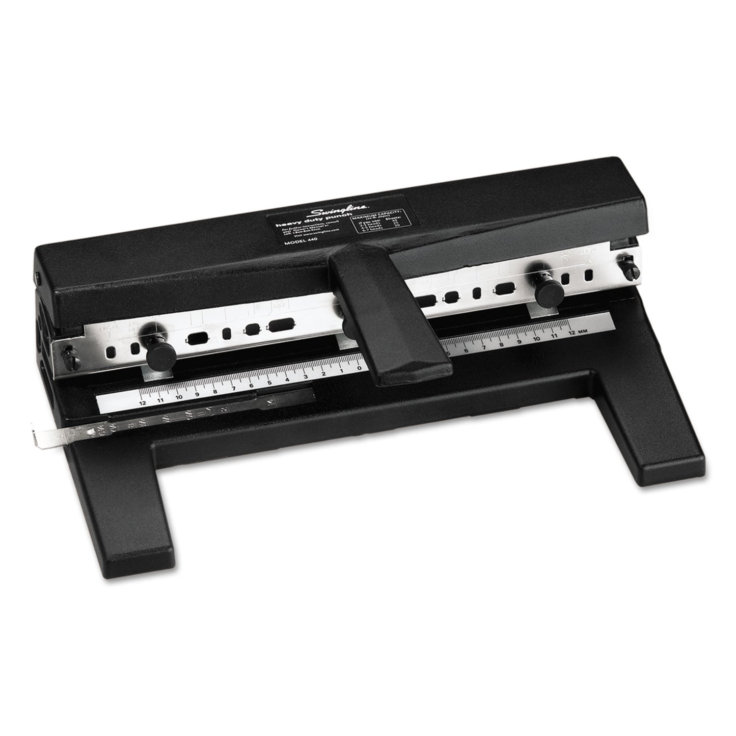 40-Sheet Heavy-Duty Two- To Seven-Hole Adjustable Heavy-Duty Paper Punch, 9/32" Holes, Black