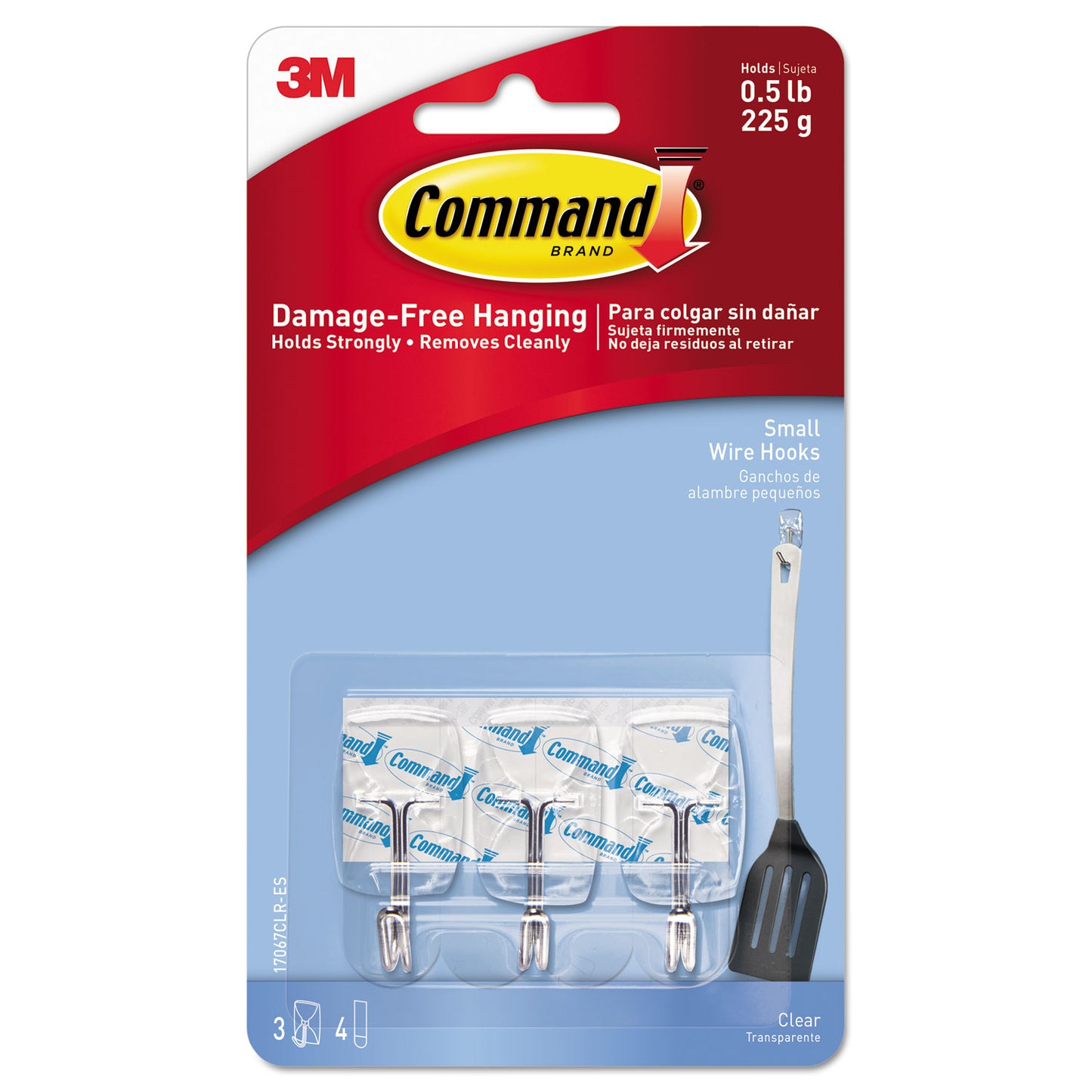 Small Clear Toggle-Wire Hooks, Metal Wire, Silver/Clear, Supports 0.5 lb, 3/Pack