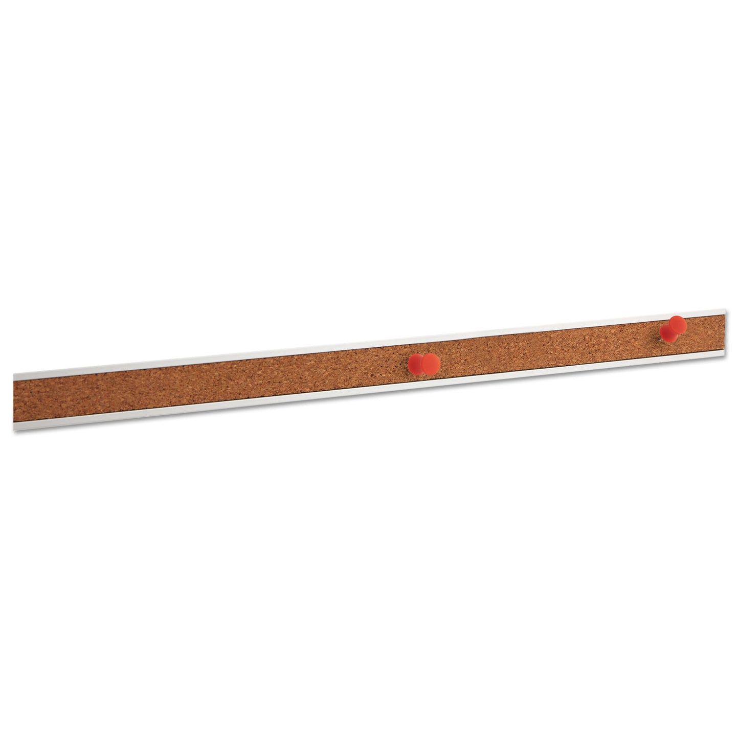 Cork Bulletin Bar, 1" x 48", Brown/Silver