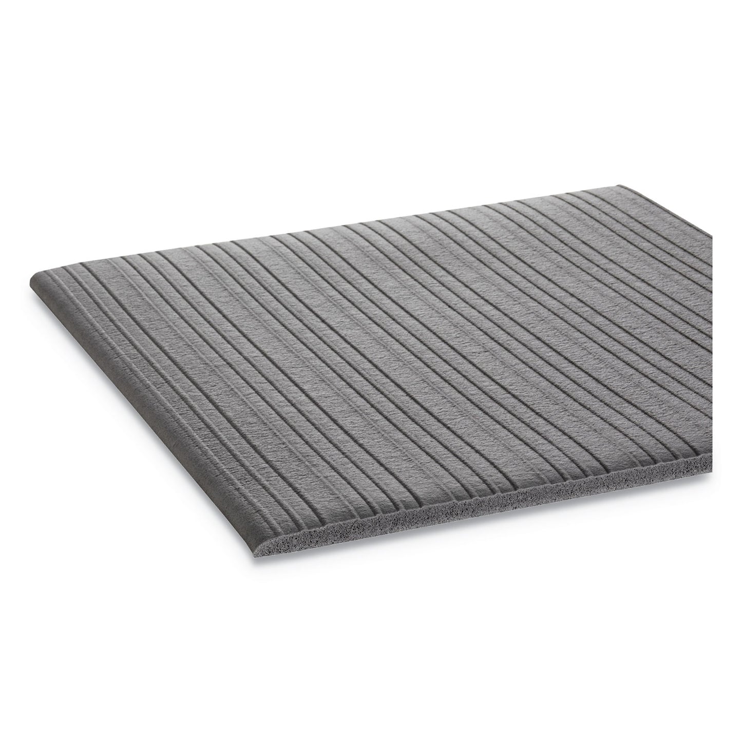 Ribbed Vinyl Anti-Fatigue Mat, Rectangular, Gray Ribbed Surface, 36" x 10 ft