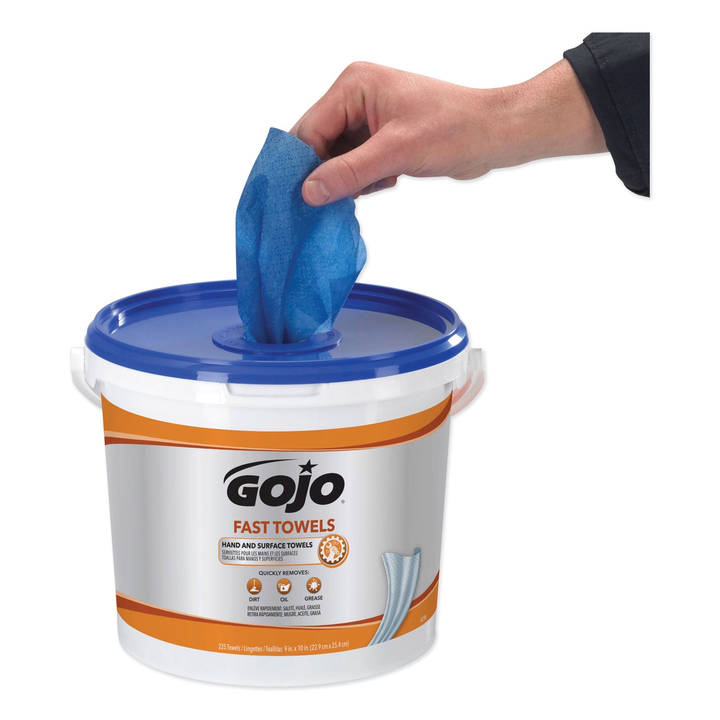 FAST TOWELS Hand Cleaning Towels, Cloth, 9 x 10, Fresh Citrus, Blue, 225/Bucket