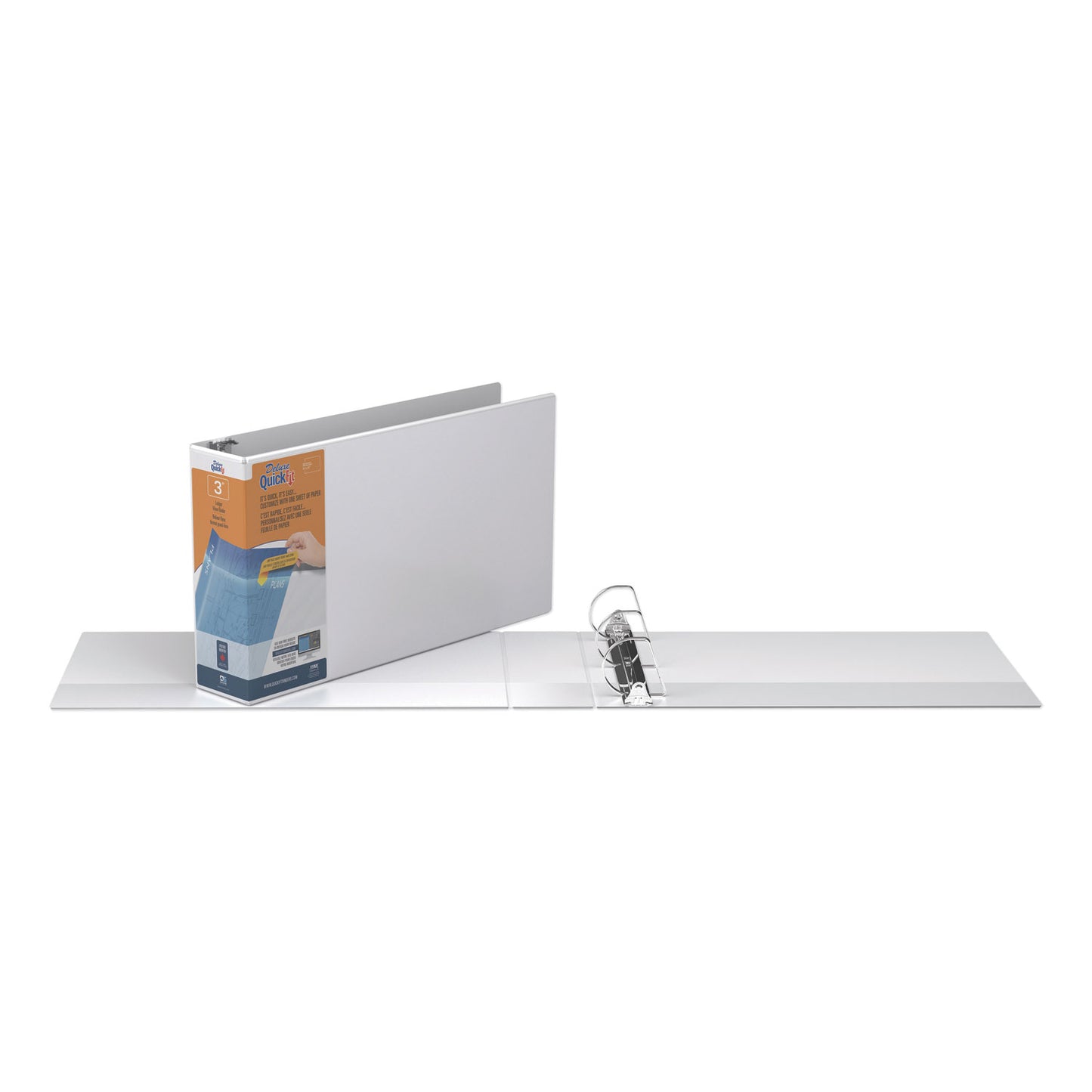 Quickfit Ledger D-Ring View Binder, 3 Rings, 3" Capacity, 11 X 17, White