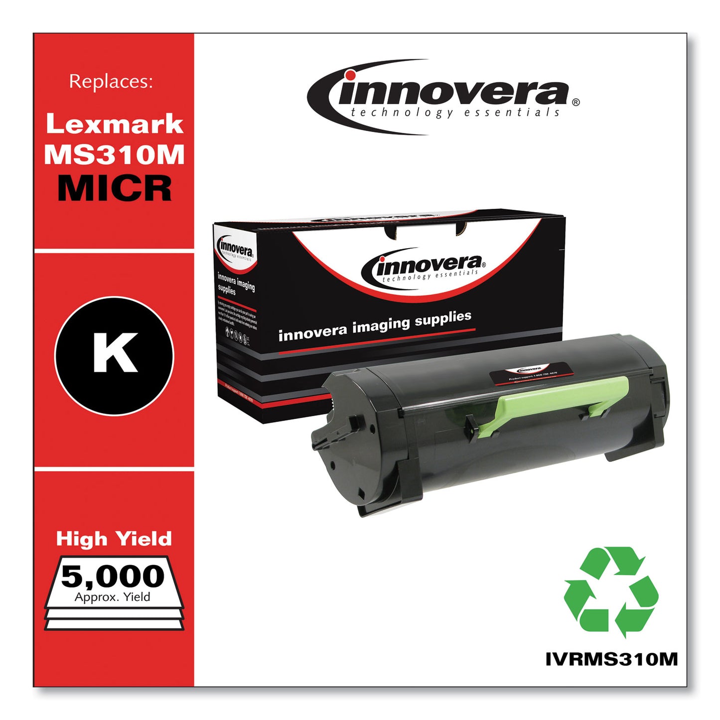 Remanufactured Black High-Yield MICR Toner, Replacement for MS310M (50F0HA0), 5,000 Page-Yield