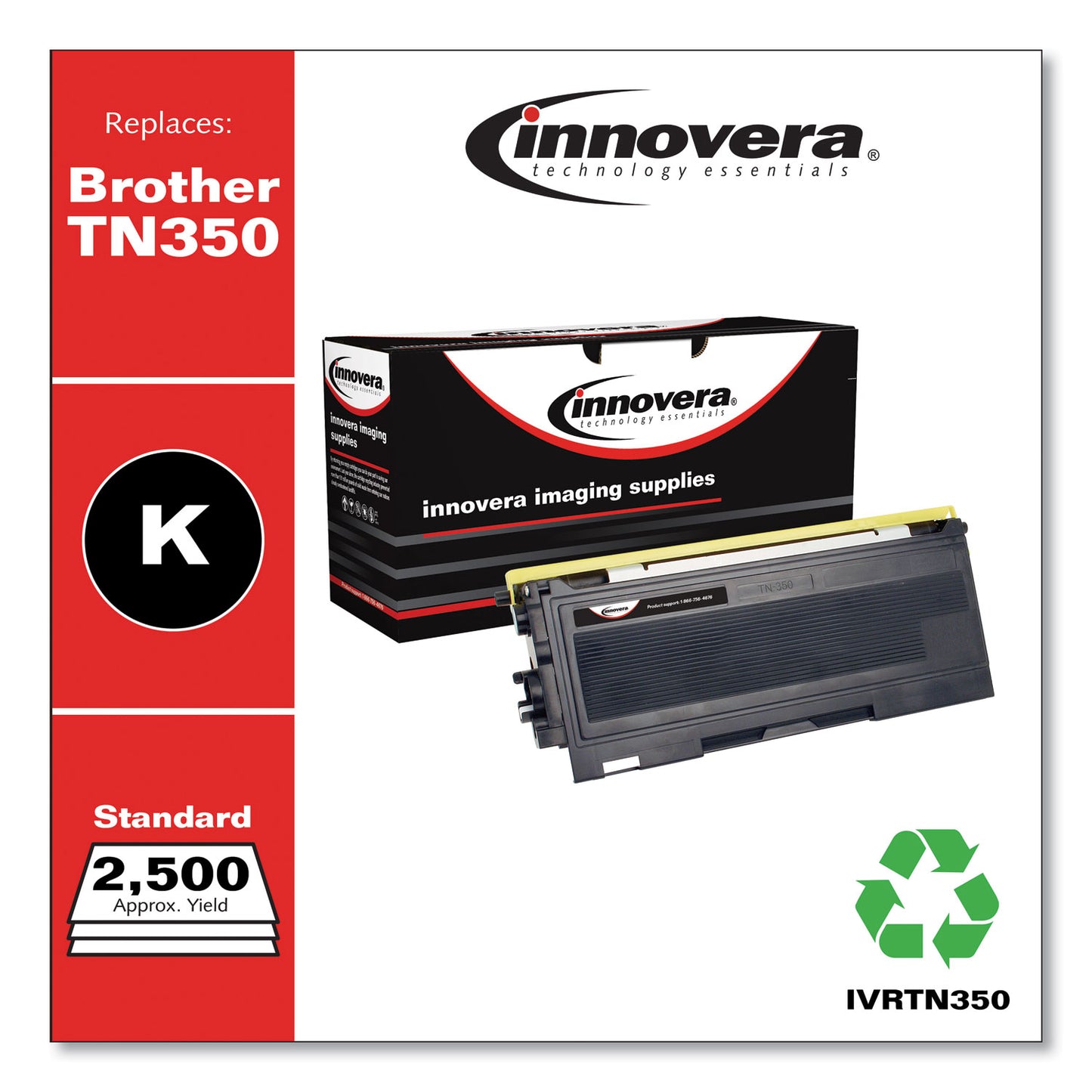 Remanufactured Black Toner, Replacement for TN350, 2,500 Page Yield