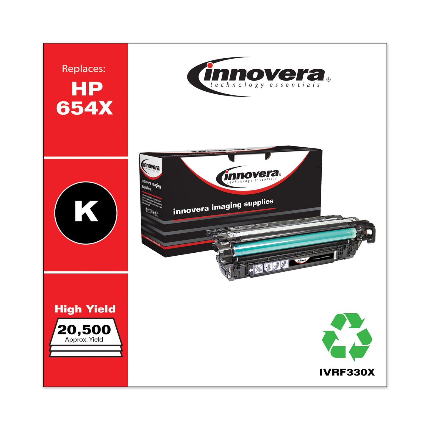 Remanufactured Black High-Yield Toner, Replacement for 654X (CF330X), 20,500 Page-Yield