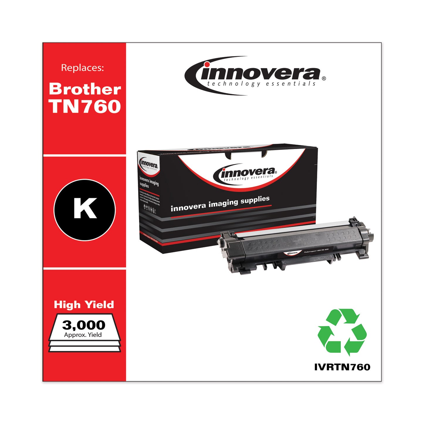 Remanufactured Black High-Yield Toner, Replacement for TN760, 3,000 Page-Yield