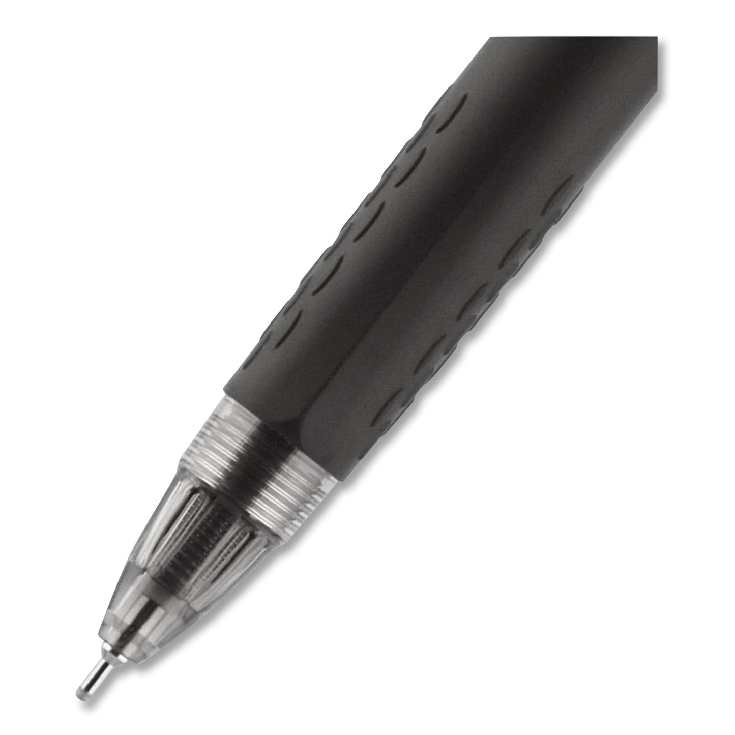Signo 207 Needle Point Gel Pen, Retractable, Medium 0.7 mm, Black Ink, Smoke/Black Barrel, 4/Pack