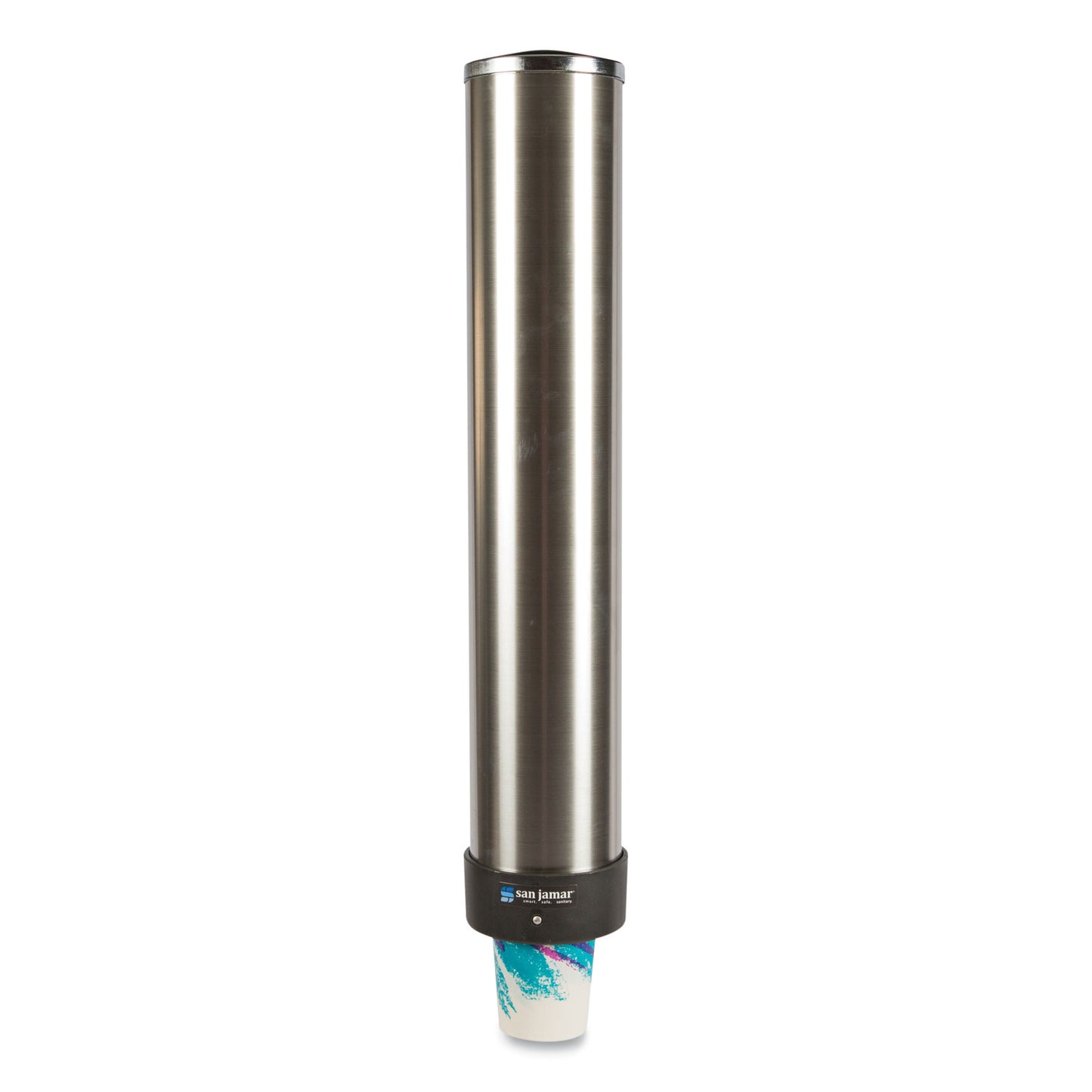 Large Water Cup Dispenser With Removable Cap, For 12 Oz To 24 Oz Cups, Stainless Steel