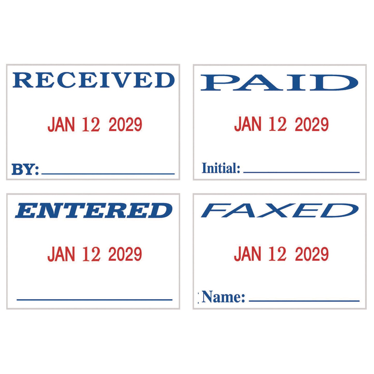 Economy Message Dater, 4 Messages, Red/blue, 1.75 X 0.94