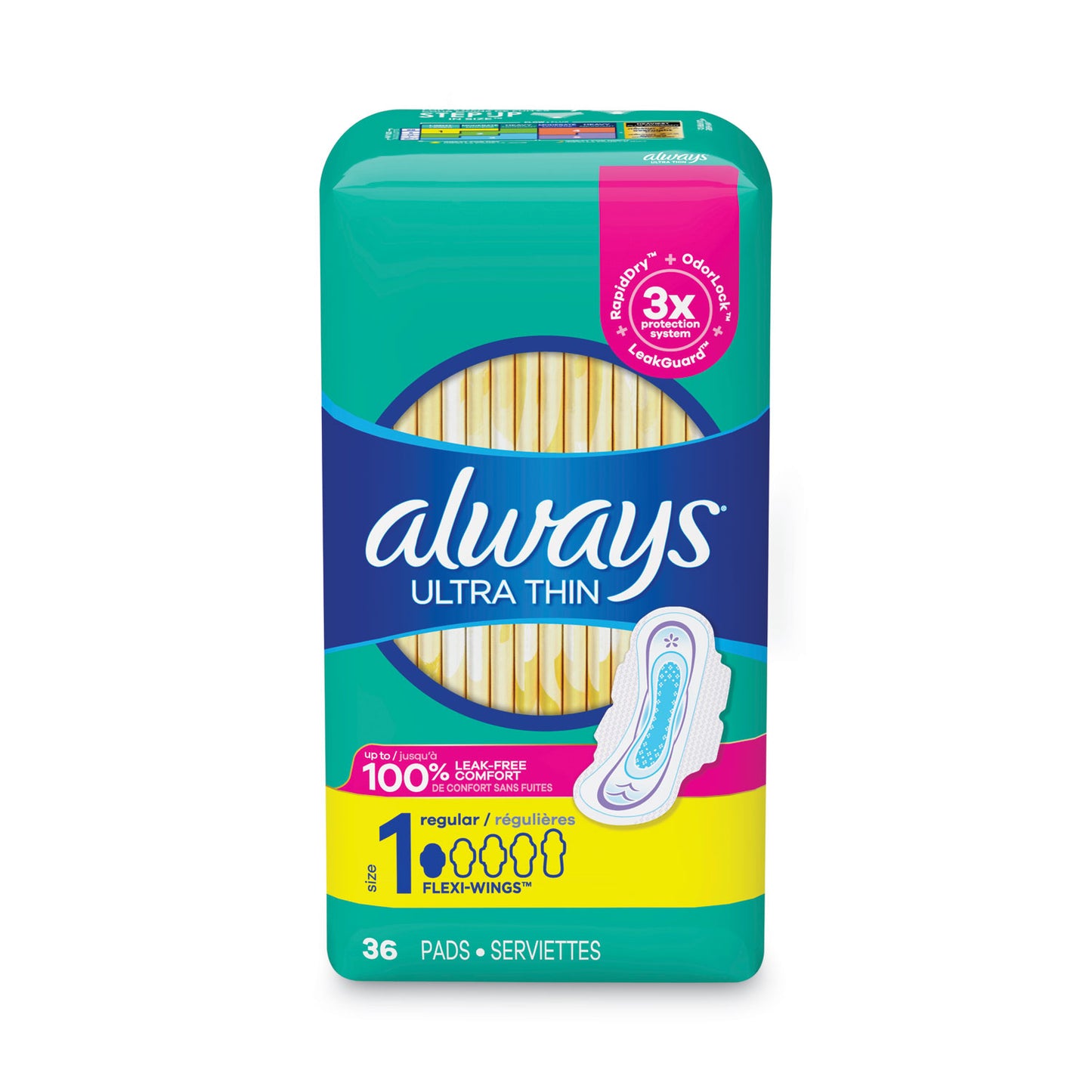 Ultra Thin Pads with Wings, Size 1, Regular Absorbency, 36/Pack