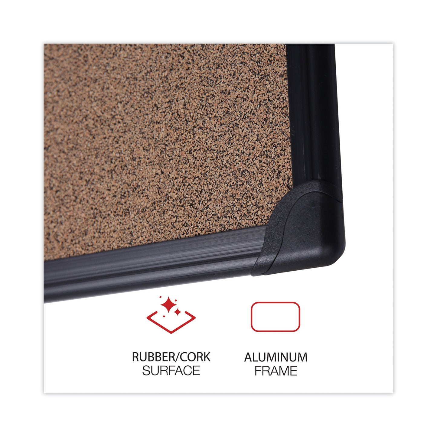 Tech Cork Board, 47.24" x 35.43", Brown Surface, Black Aluminum Frame