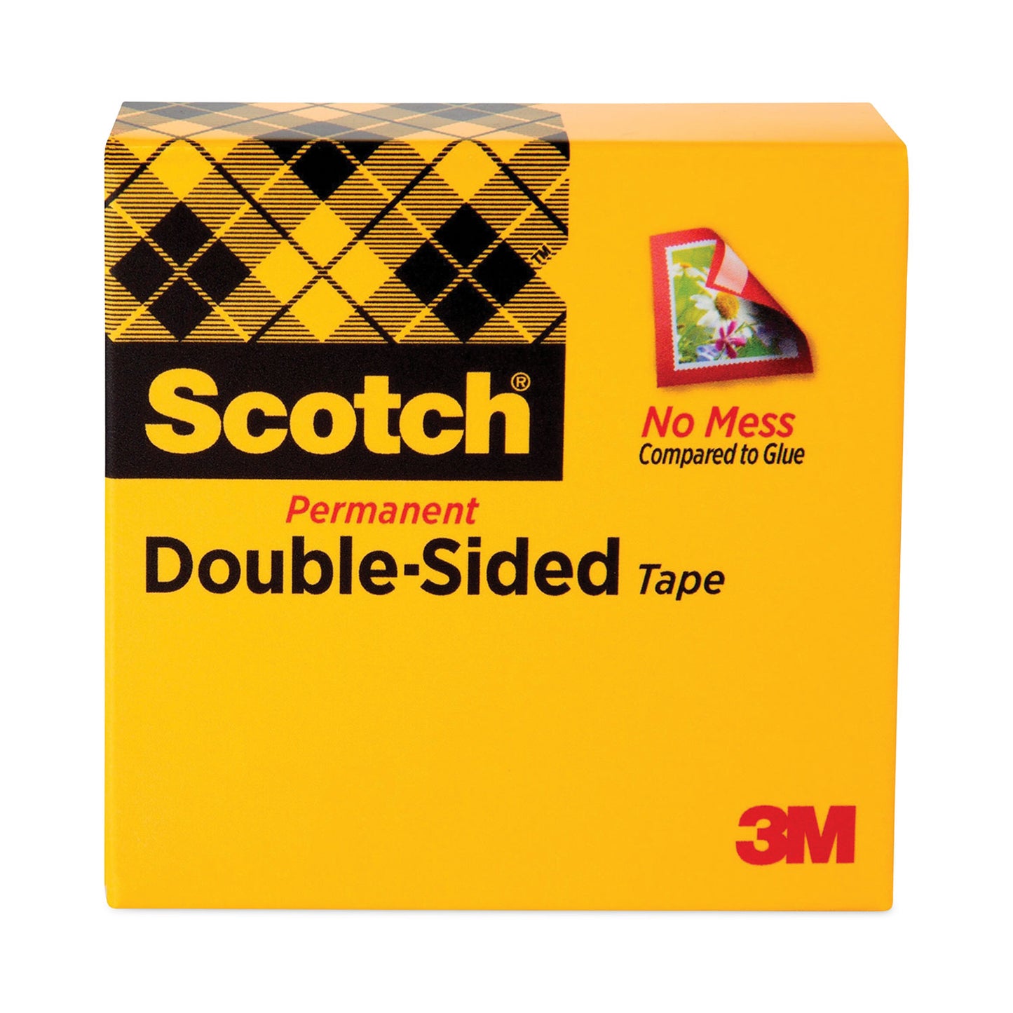 Double-Sided Tape, 3" Core, 0.5" X 36 Yds, Clear