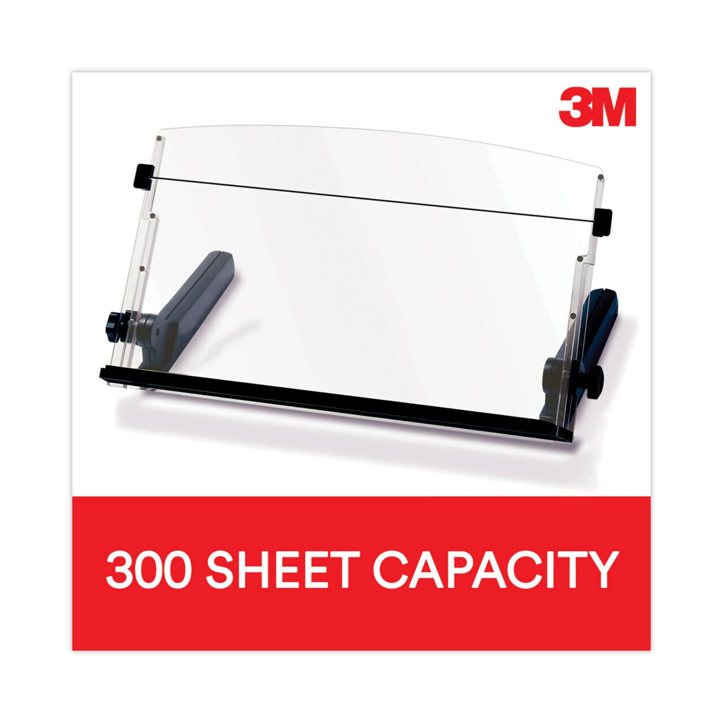 In-Line Document Holder with 18" Wide Backplate, Holds Up to 300 Legal Size Sheets, Plastic, Black/Clear