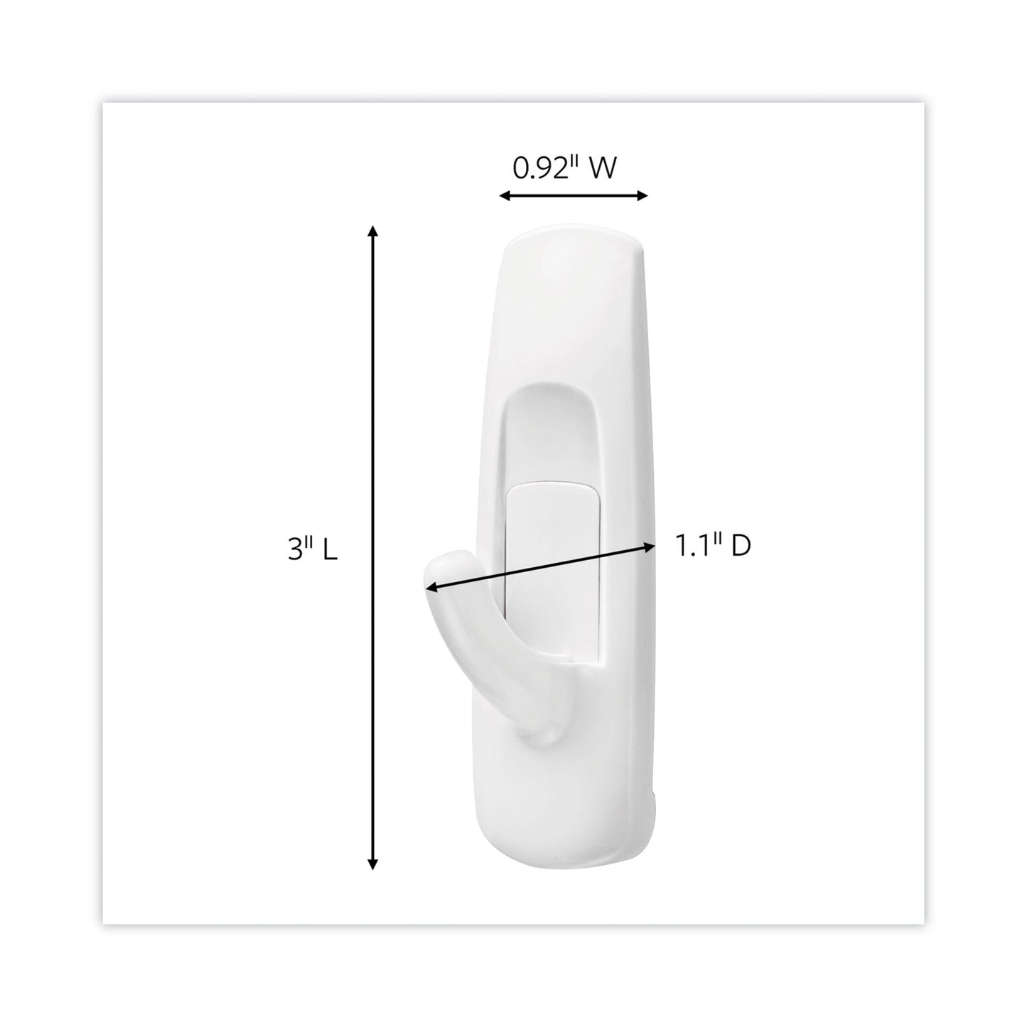 Medium Utility Hooks, Plastic, White, Supports 3 lb, 37/Pack