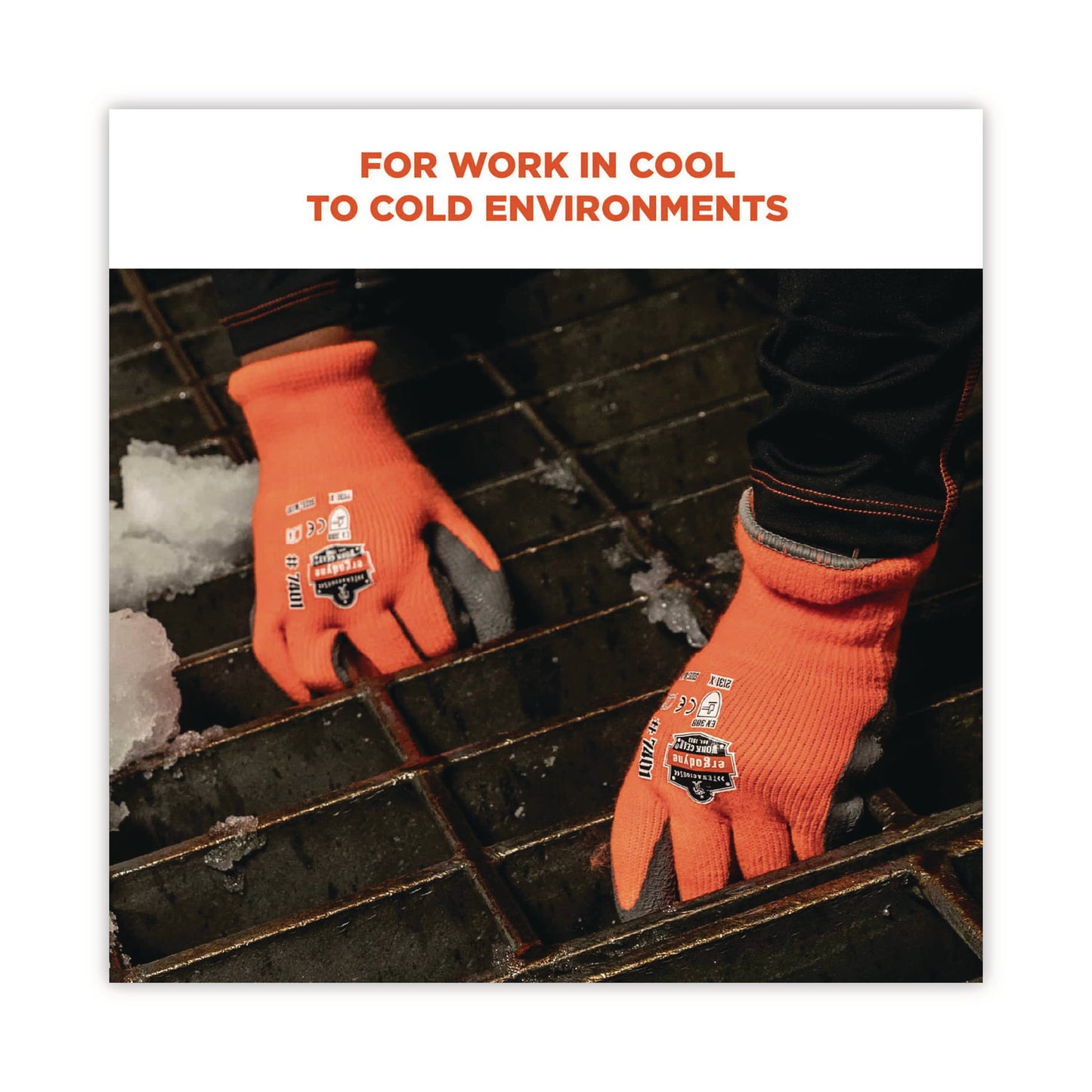 ProFlex 7401-CASE Coated Lightweight Winter Gloves, EN388: 2131X, 9" Long, XX-Large, Orange, Pair